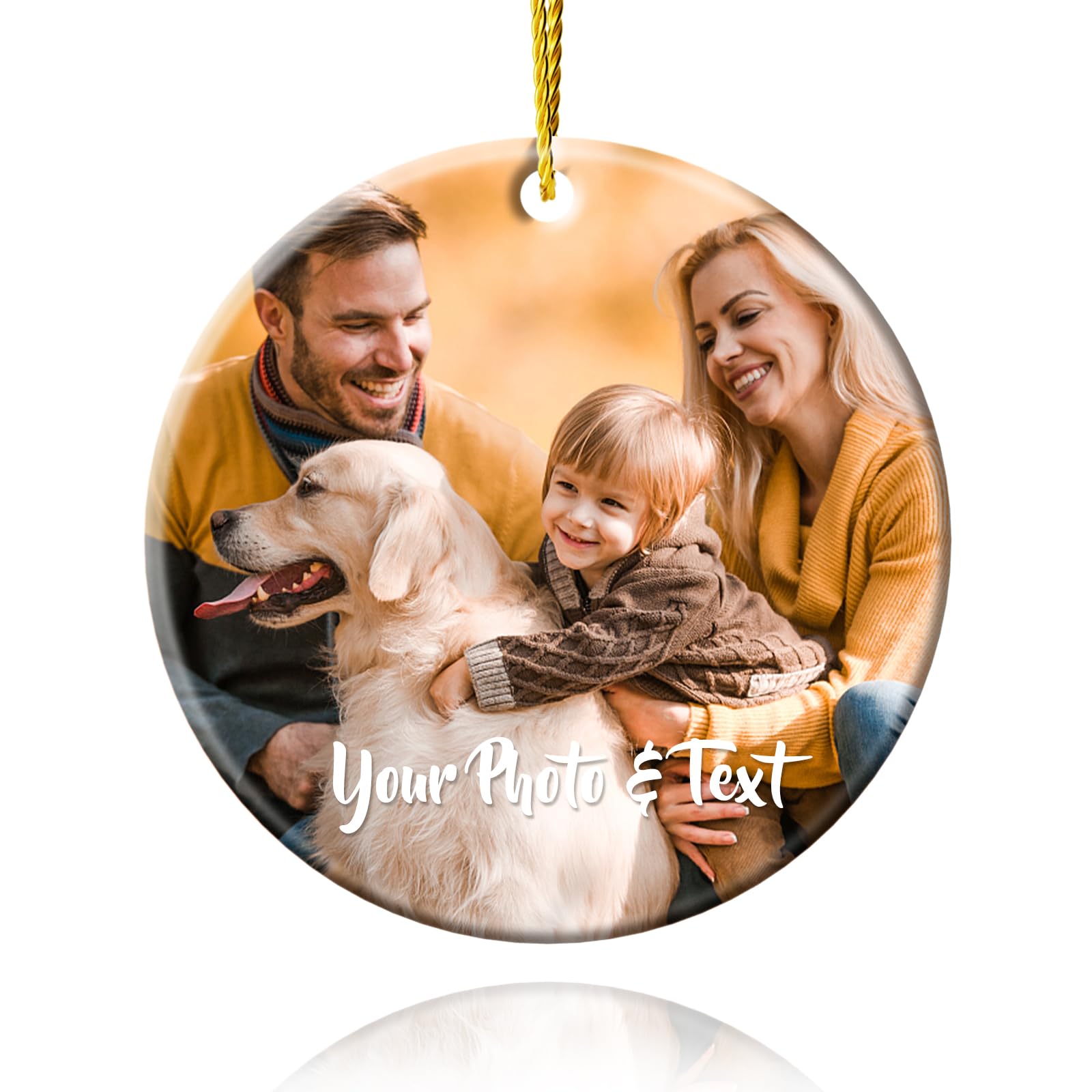 DPDP Personalized Christmas Ornaments 2024 - Custom Photo Text Ornaments for Christmas 2024, Customized Ceramic Xmas Tree Decor, for Kids, Mom, Dad, Friends, Loves