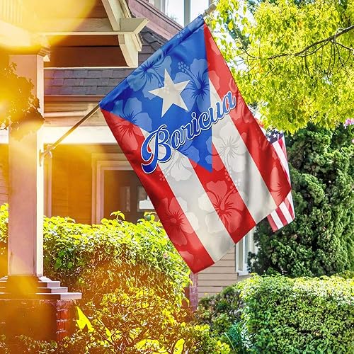 Miniatura 9 de Banderas de Puerto Rico  Bandera estadounidense puertorriqueña  Bandera de jardín de 12 x 18 pulgadas, decoración para exteriores, lona resistente