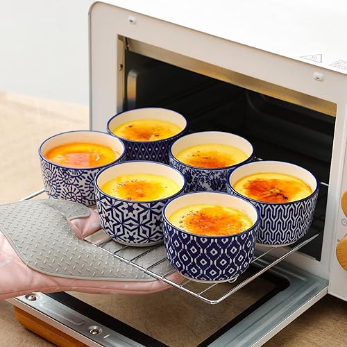 Miniatura 5 de Selamica Ramekins de cerámica de 6 onzas, aptos para horno, moldes de crema brulee, platos de soufflé para hornear, mini cuencos para helado de