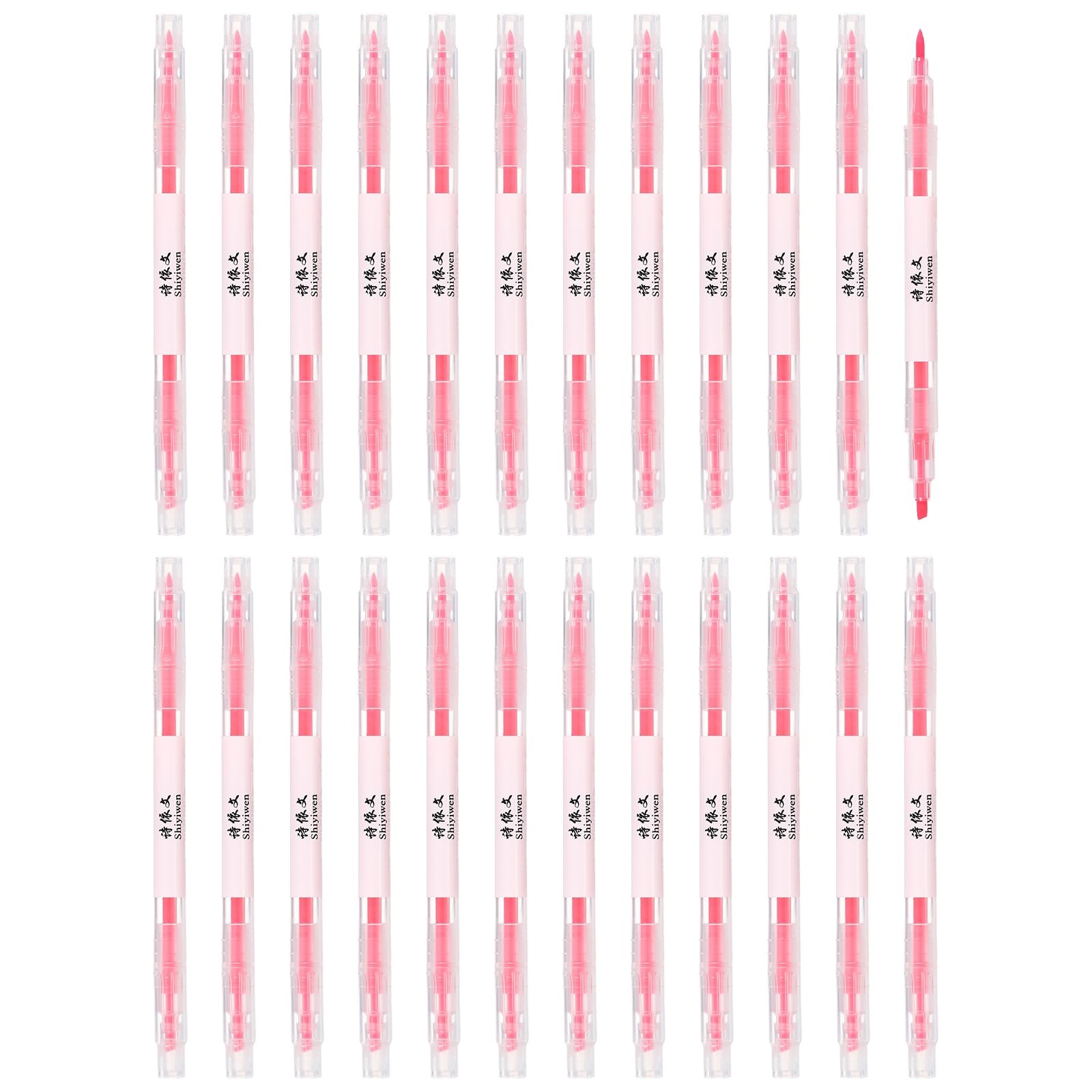 PATIKIL Highlighter Pen, 24 Pack Double Ended Highlighter Broad and Fine Tips Marker Pens Studying Supplies for Office Home Daily Use, Pink