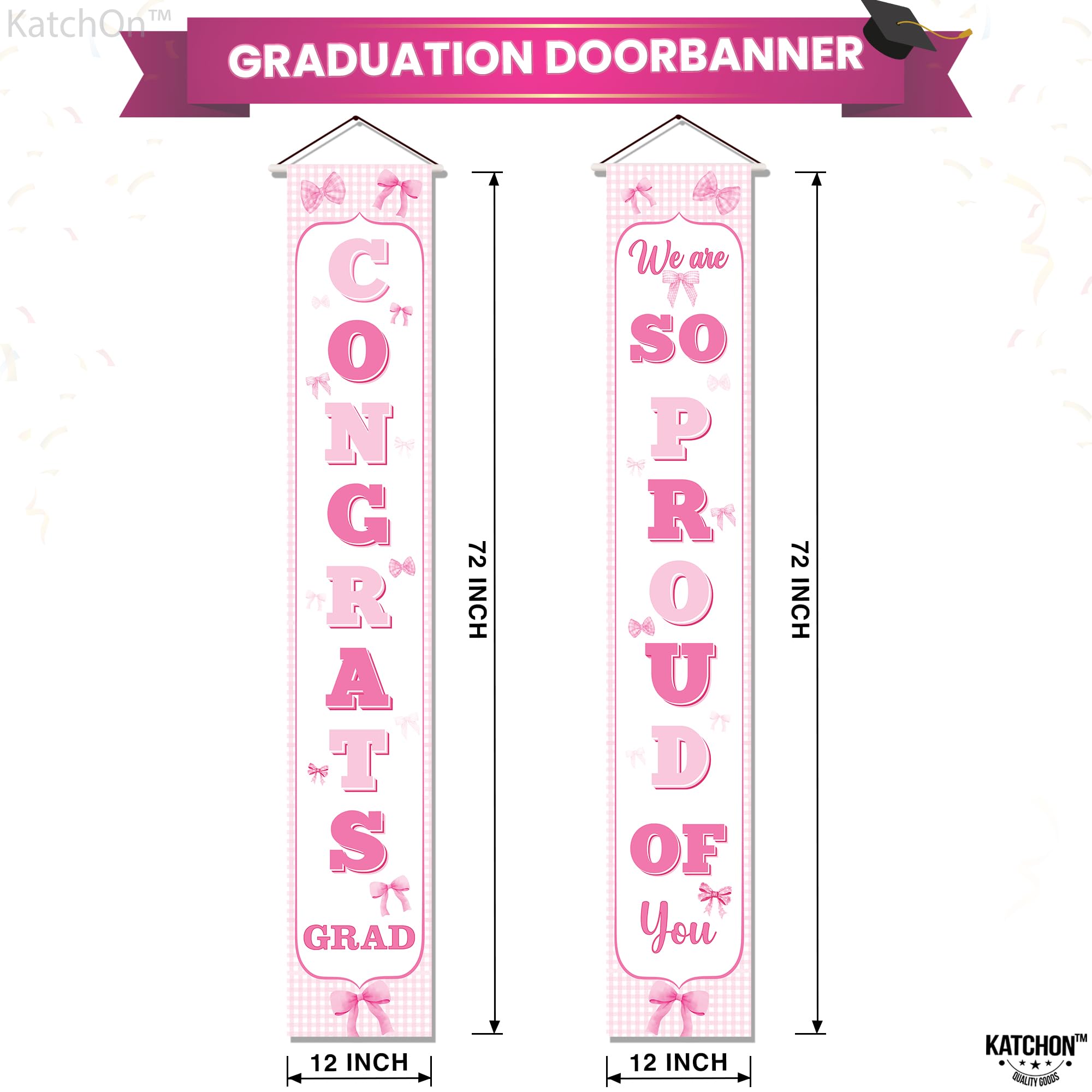 KatchOn, Pink Congrats Grad Door Backdrop - 72x12 Inch, Pack of 2, 72x12 inches - Image 2