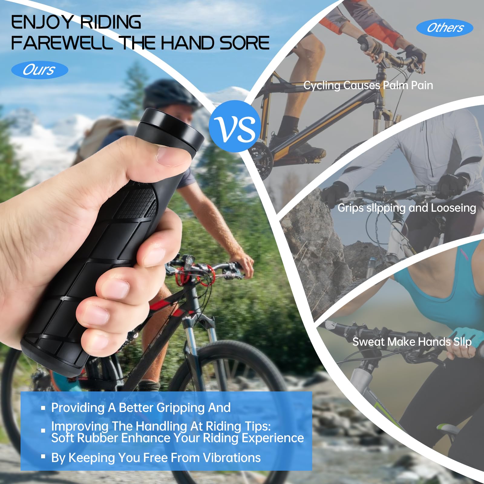 ZCYLPT Bike Handlebar Grips,Professional Mountain Bicycle Grips with Aluminum Lock Non-Slip Rubber Handle Grip for Bicycle MTB Cycling (047) - Image 2