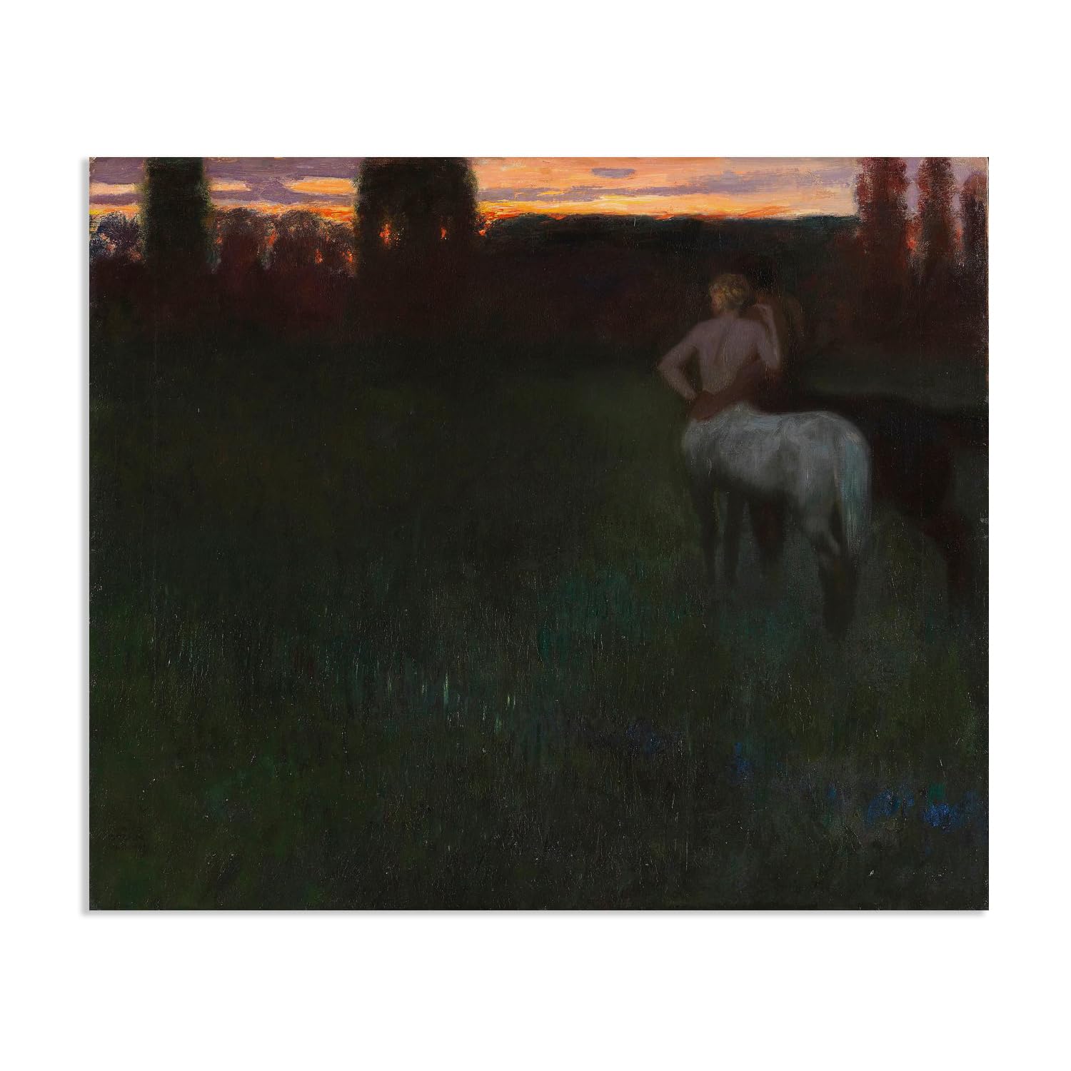 RXNHGJDS Franz von Stuck Canvas Wall Art for Living Room Sunset Symbolist Artwork Prints Famous Painting Reproductions Wall Decor for Office bedroom Home Decor Gift 70x60cm(28x24in) frameless