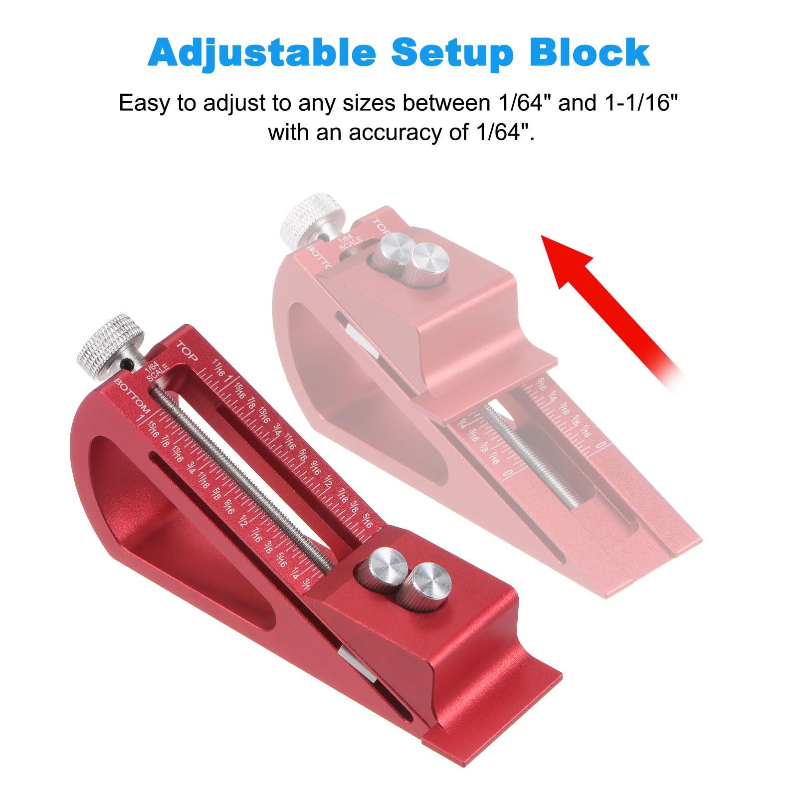uxcell Adjustable Setup Block Height Gauge Quick Adjustment 1/64" up to 1-1/16" Range - Image 3