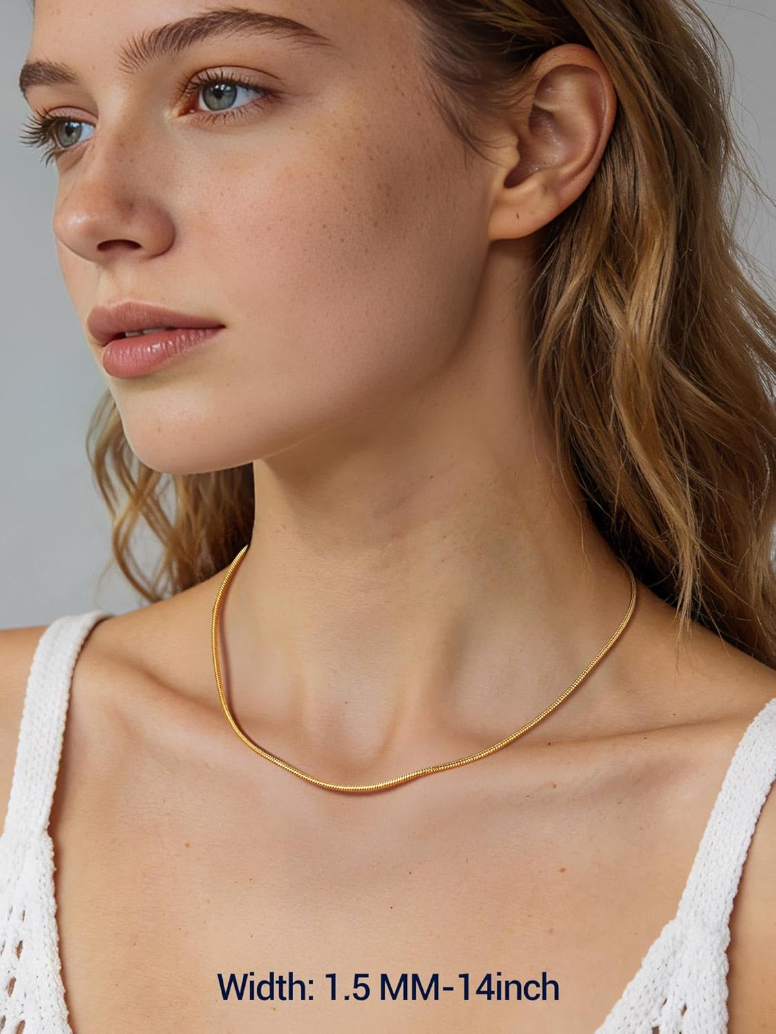 PROSTEEL Round Snake Chain Necklace for Women, 14K Gold/Rose Gold/Silver/Black Chain with Lobster Clasp, 1MM/1.2MM/1.5MM/2MM Womens Gold Necklace Thin Non Tarnish Trendy Jewlry Gifts - Image 2