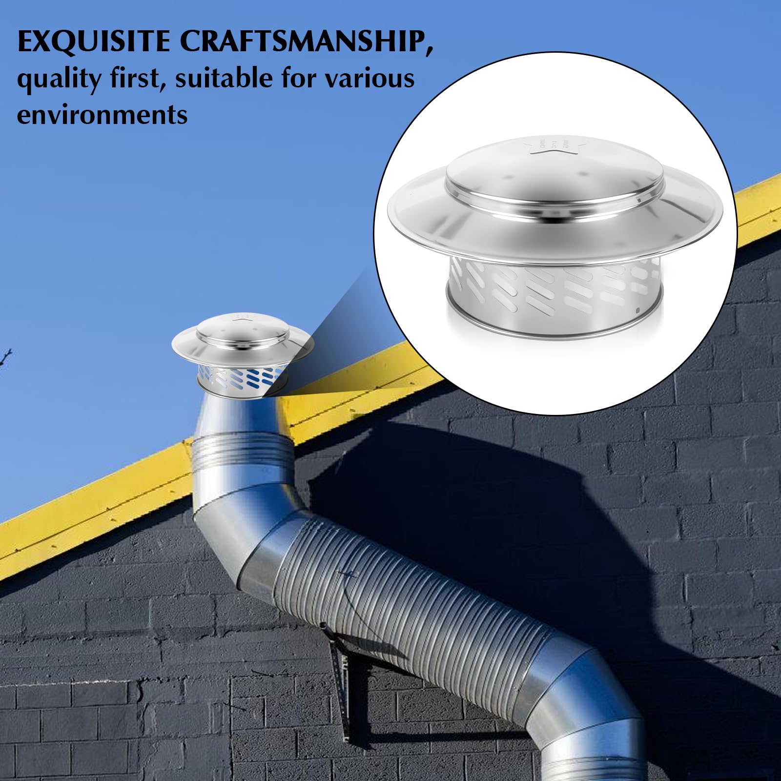 Cubierta de chimenea Ø 240mm: Cubierta de chimenea, campana de chimenea de acero inoxidable 304, cubierta de lluvia para techo, cubierta de lluvia, campana de chimenea, tubo de humo de chimenea