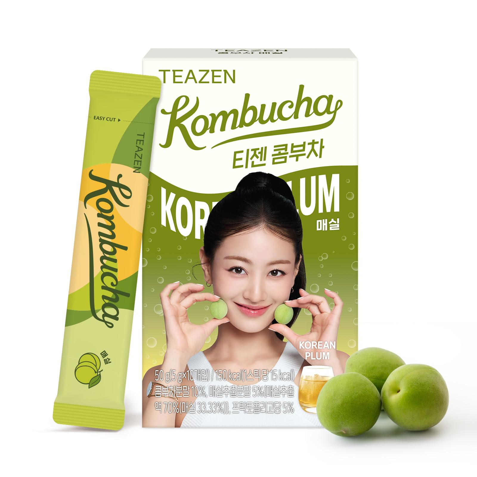 TEAZEN Korean Plum Kombucha Tea, Electrolyte Powder & Hydration Drink Mix, Sugar Free, Live Probiotics & Prebiotics, 10 Sticks, 1.76oz'.-image-32