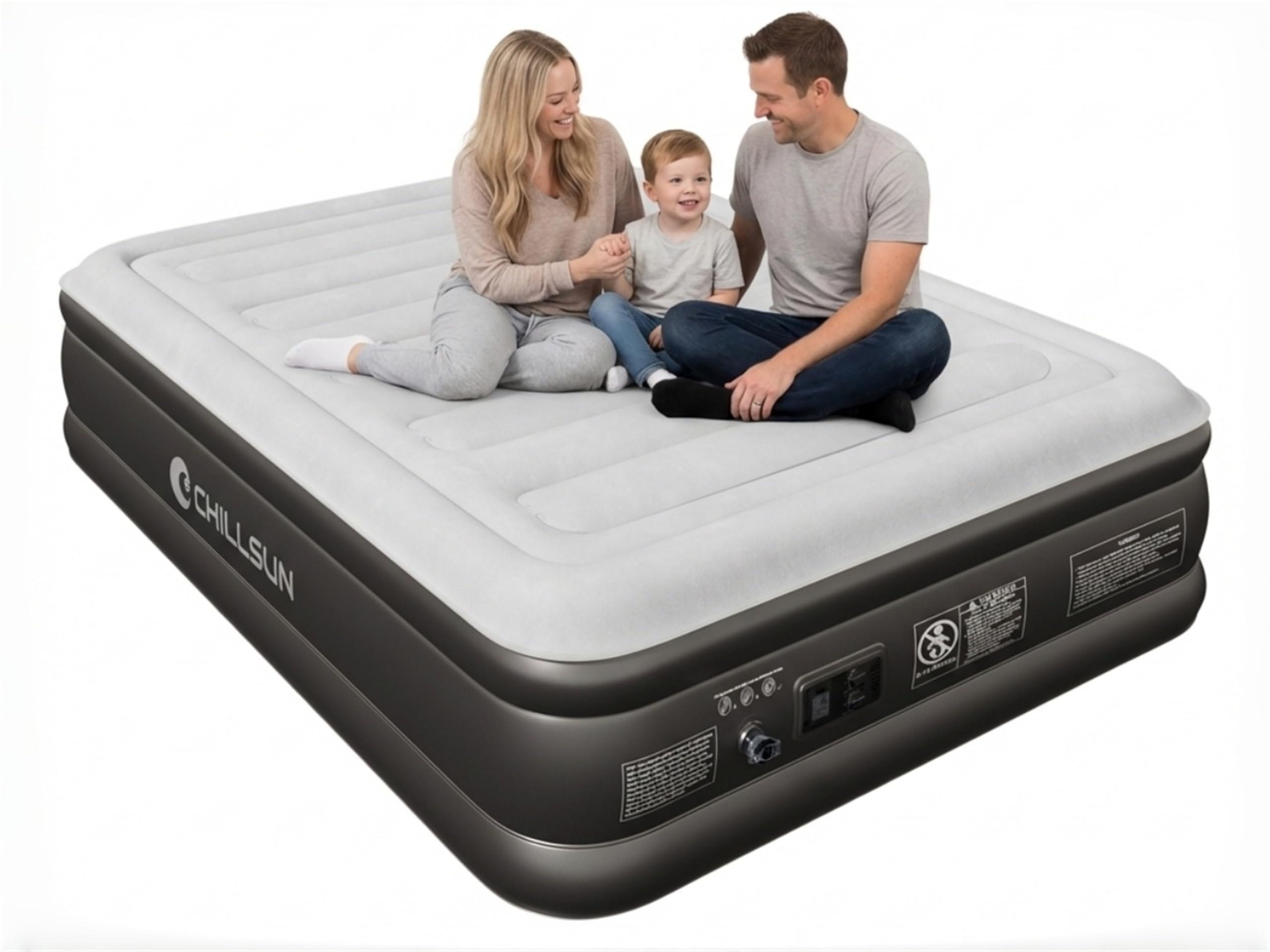 CHILLSUN Air Mattress Queen with Built in Pump, 18" Raised Comfort Inflatable Mattress Blow up Mattress, Upgraded Puncture Resistant Air Bed for Camping, Home, Guests, Colchon Inflable 650lbs Max