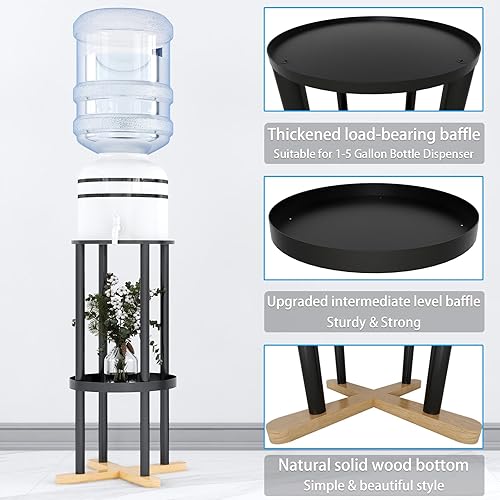 Miniatura 3 de Soporte de metal con dispensador de agua de madera, soportes de agua para dispensador de botellas de 1 a 5 galones, dispensador de agua de cerámica