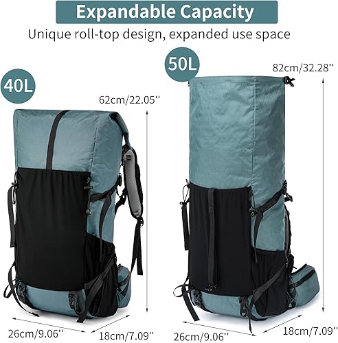 Miniatura 3 de Mochila de senderismo, X-PAC mejorada bolsa de senderismo ligera de gran capacidad apta para escalada de montaña y campamento, Gris Verde