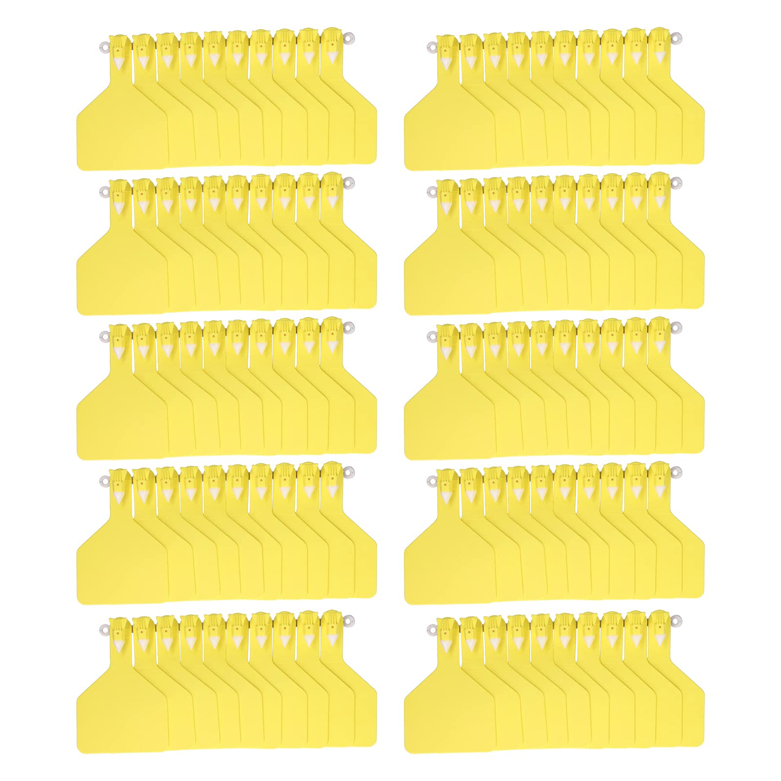 Marcatore per orecchie di mucca, kit di marchi auricolari integrati in plastica da 100 pezzi Etichetta per etichette auricolari per allevamenti di bestiame per identificazione di bovini di vacca Giall