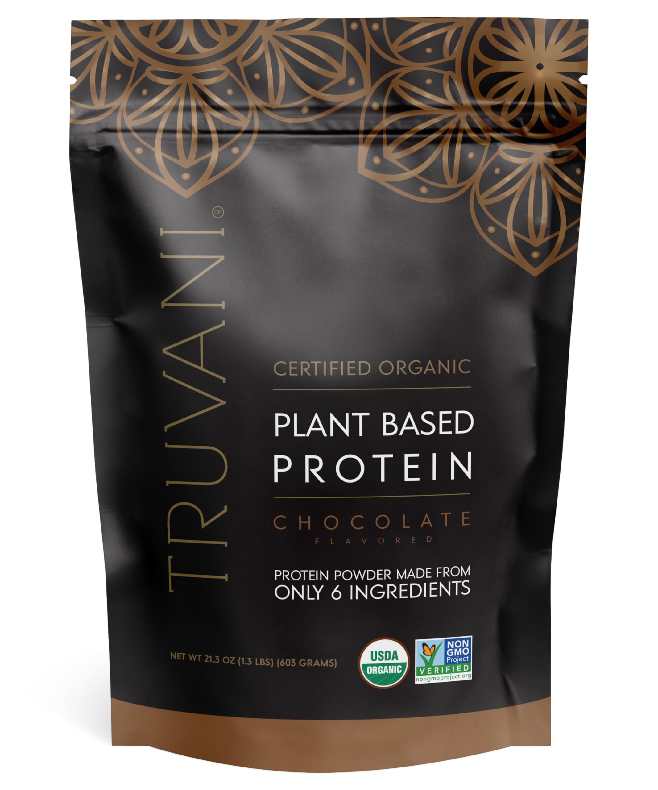 Truvani Vegan Pea Protein Powder | Chocolate | 20g Organic Plant Based Protein | 18 Servings | Keto | Gluten & Dairy Free | Low Carb | No Added Sugar