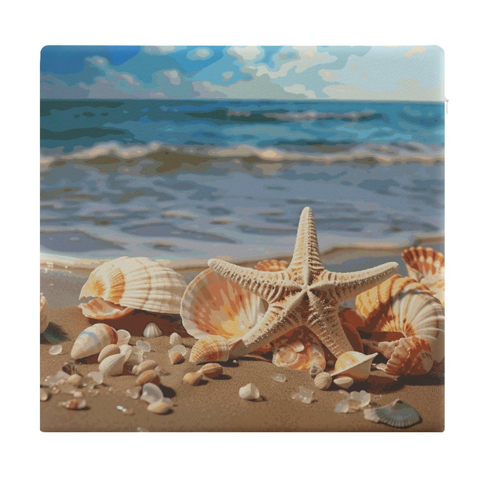 Adfgyerh Style Seashells On The Sandy Beach Cushions Memory Foam For Adults, Seat Cushion Chair Pads Soft, Square Pillows For Dining, Kitchen, Office, Patio Chairs