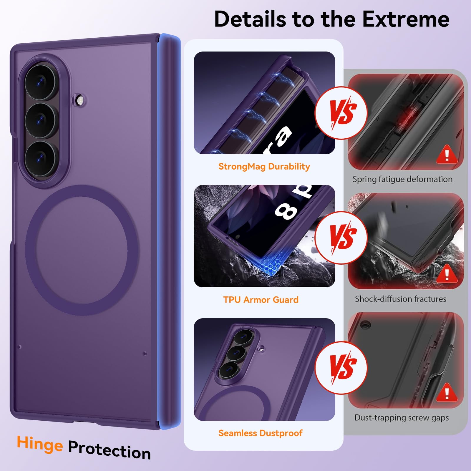 BENTOBEN Custodia per Samsung Galaxy Z Fold 8 Ultra 2026 [protezione cerniera + pellicola protettiva per schermo HD] [adatta per Magsafe] Custodia protettiva di grado militare traslucida opaca per Z