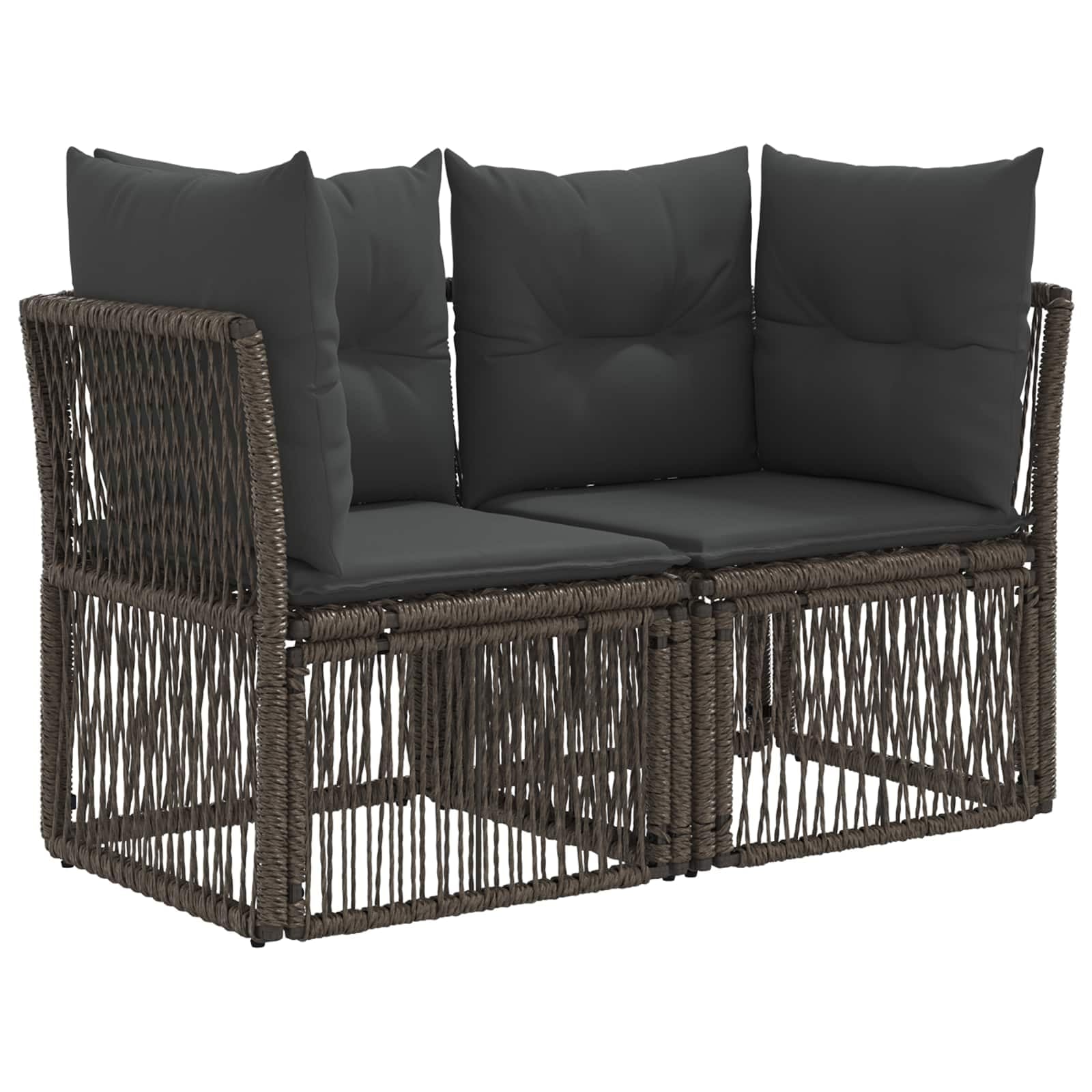 Set di divani da giardino, 13 pezzi, in polyrattan, colore grigio | Divano angolare modulare per terrazza e giardino con comodi cuscini per un massimo di 12 persone.