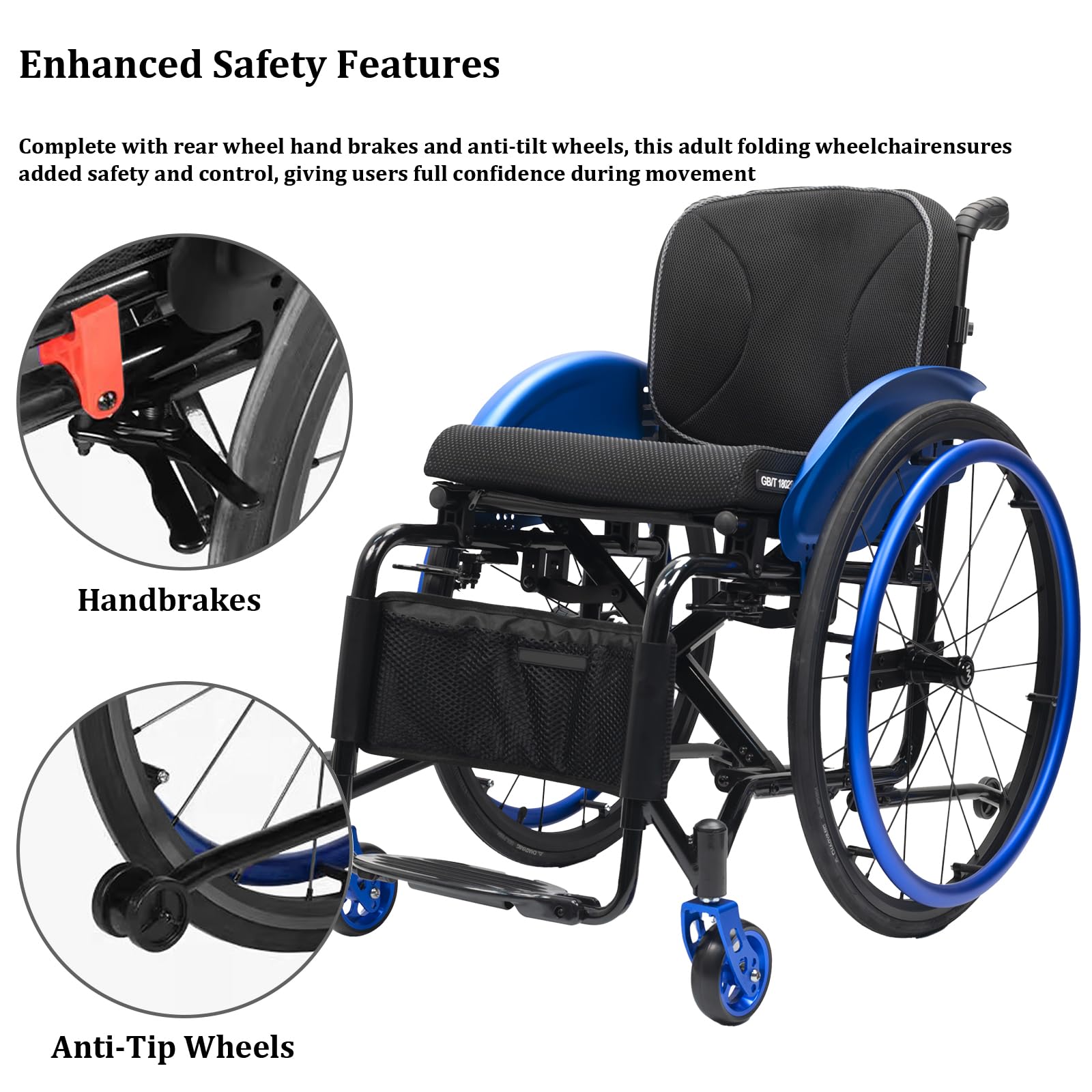 Silla de Ruedas Plegable autopropulsable, portátil, Aluminio, Silla de Ruedas de Viaje Ultraligera, con Freno de Mano, reposapiés abatible (44cm/17.3in Seat,Red)