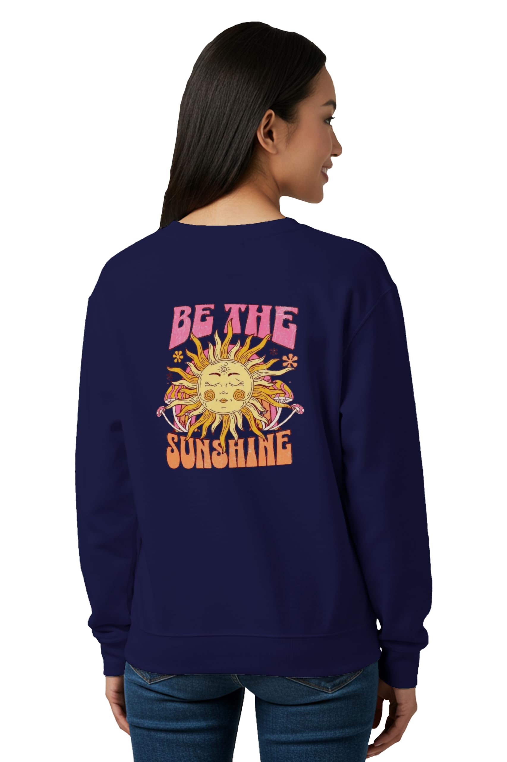 buy that trendz Womens Sweatshirt Be The Sunshine Graphic Printed Full Sleeve Stylish Round Neck Pullover Cotton Blend Winter Gen Z Sweatshirt-picture-13