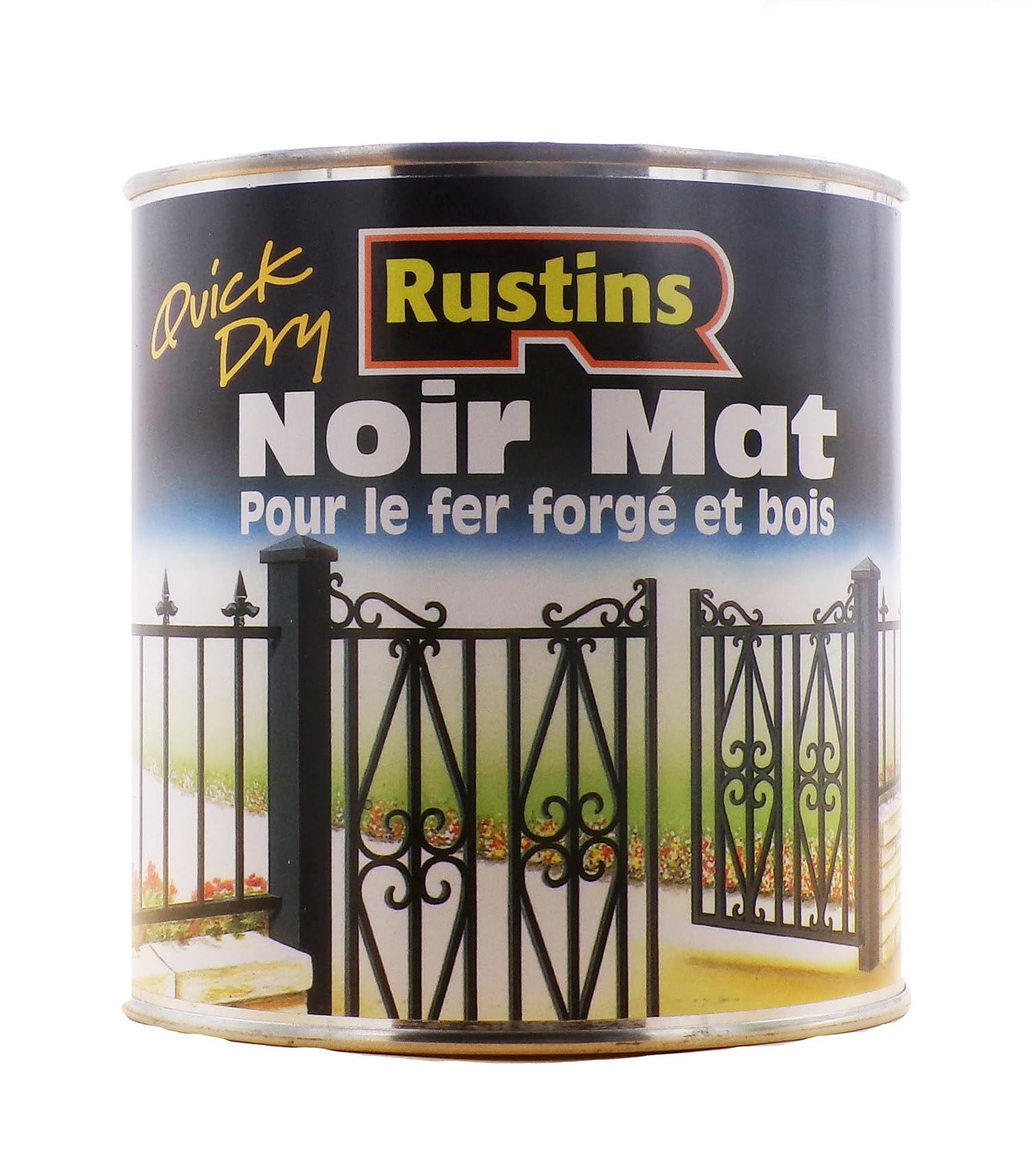 Rustins - acrylique métal noir mat, fer et bois peinture extérieure et intérieure à séchage rapide 1L - 12 à 14m²