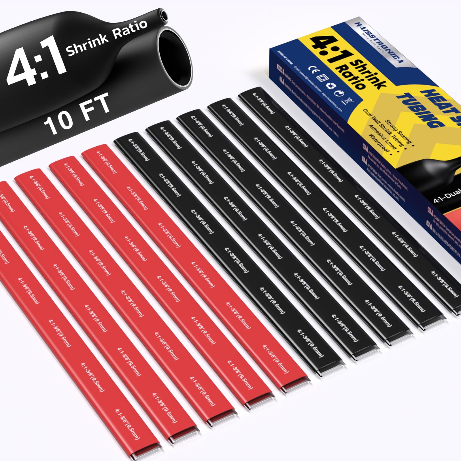 Haisstronica Heat Shrink Tubing Kit - 10ft 4:1 -12