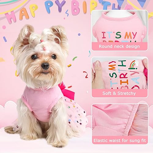 Miniatura 2 de Vestido de cumpleaños para perro, ropa de primavera para perros pequeños, hembra, cachorro, princesa, tutú, lindo vestido de tul para perro,