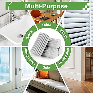Jeymei 2-Pack Damp Clean Duster Sponge, Sponge Cleaning Brush, Duster for Cleaning Blinds, Glass, Baseboards, Vents, Railings, Mirrors, Window Track Grooves and Faucets