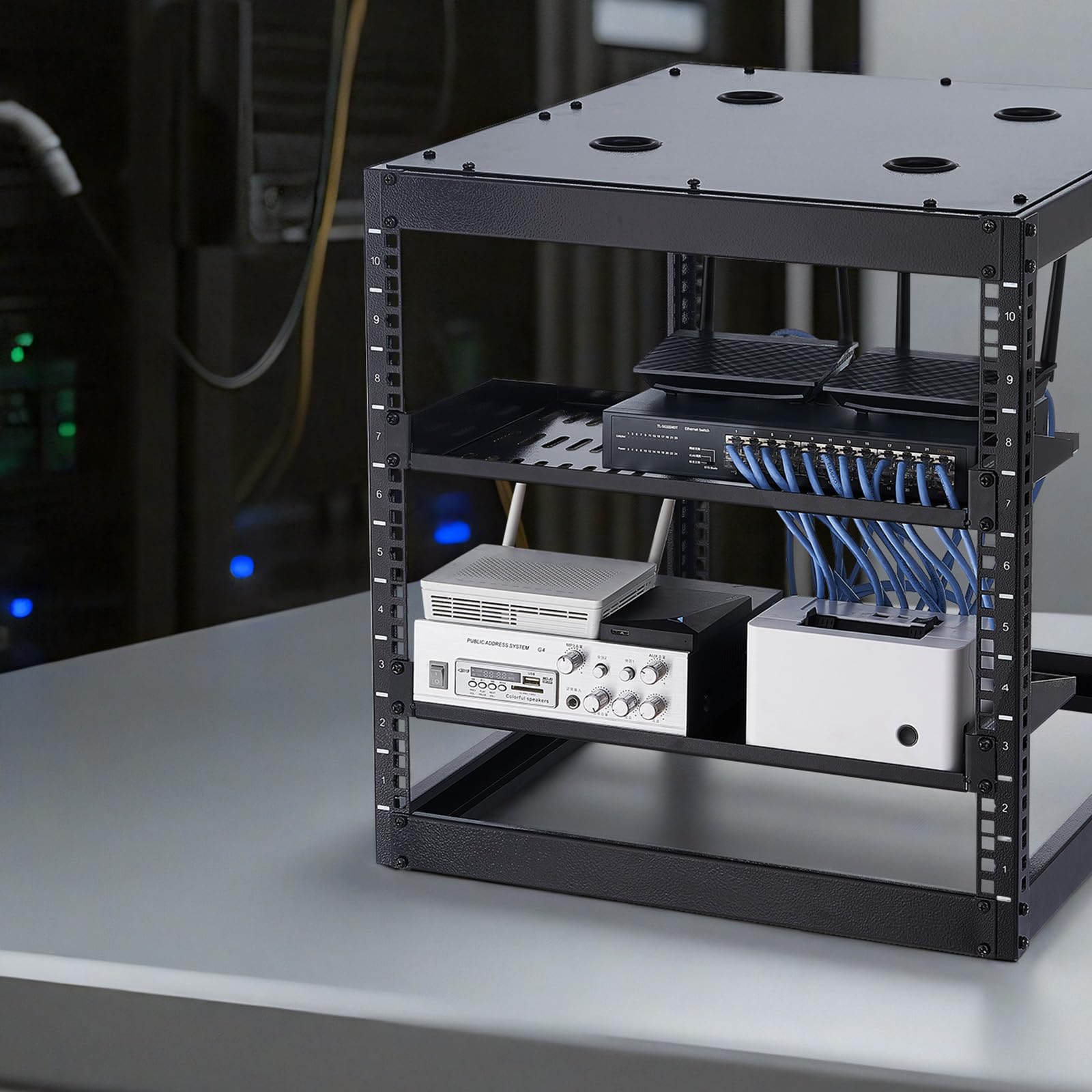 VEVOR 1U Server-Rack-Regal 4 STK. 22,68 kg belüfteter Ausleger Wandmontage 254 mm Tiefe 482 mm