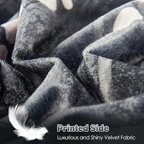 Miniatura 3 de HCORA Funda de edredón de terciopelo tamaño King, 3 piezas ultra suave y cálida con 2 fundas de almohada, juego de funda de edredón floral de