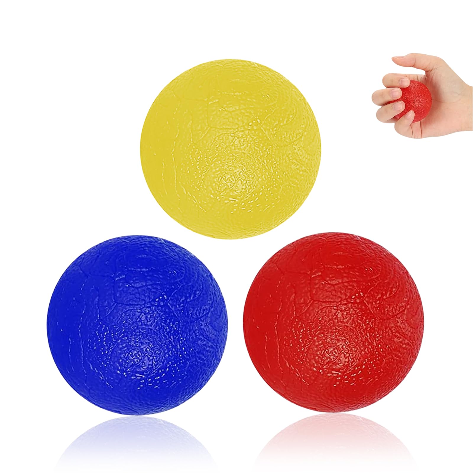 GUZHAIREN 3 Pcs Gel Hand Balls, Hand Therapy Squeeze Exercise Stress Balls,Hand Exercise Ball Finger Wrist for Arthritis Hand, Finger, Grip Strengthen and Stress Relief