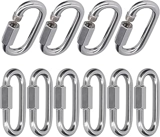 Agatige 10PCS Quick Link, M3.5 10.2mm Inner Width Stainless Steel D Shape Chain Links Quick Link Carabiner Locking Carabiners 80kg Load Security Chain Connector for Camping, Hiking, Swing, Outdoor