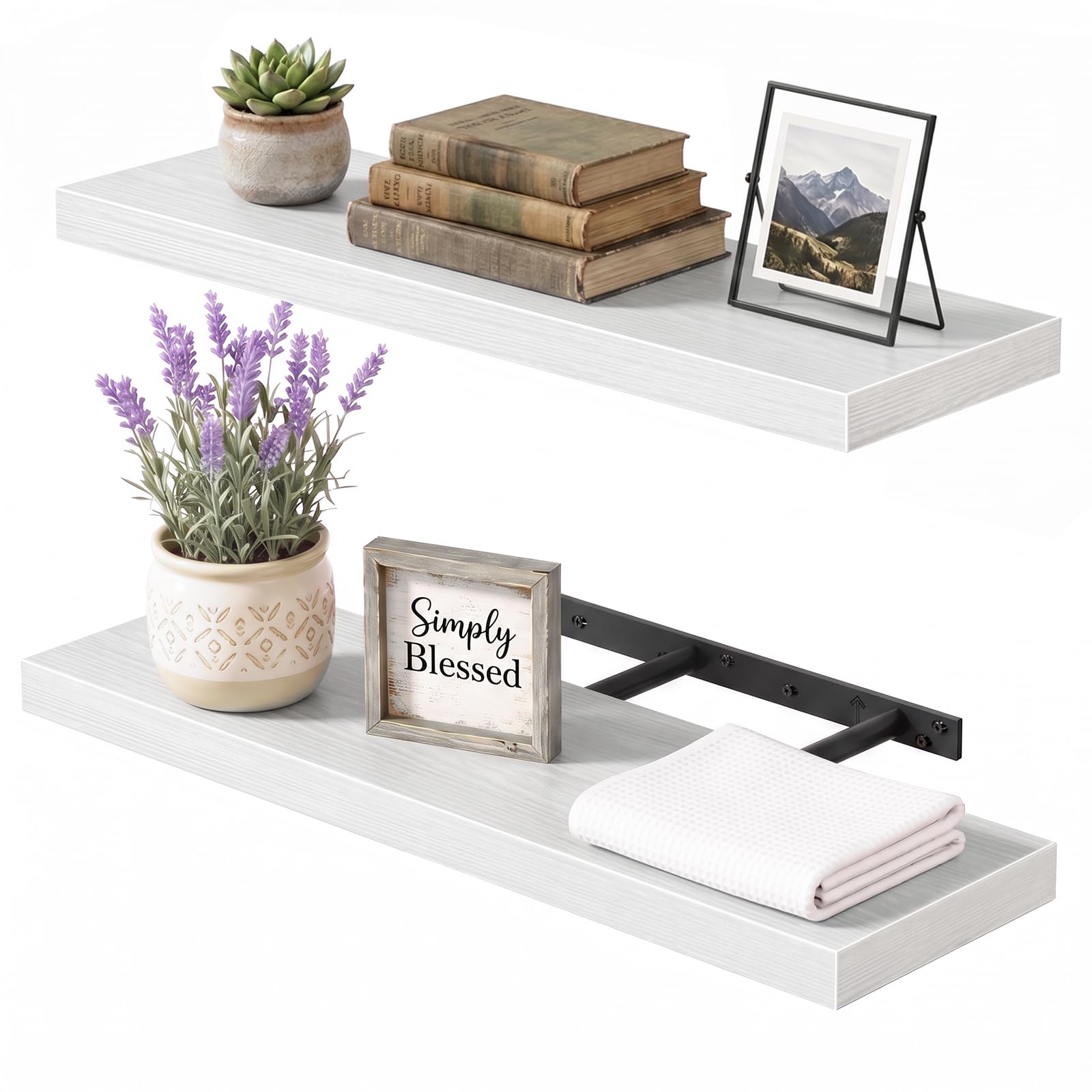 Fixwal Floating Shelves - White, Set of 2 -27 Fixwal Floating Shelves - White, Set of 2 -27