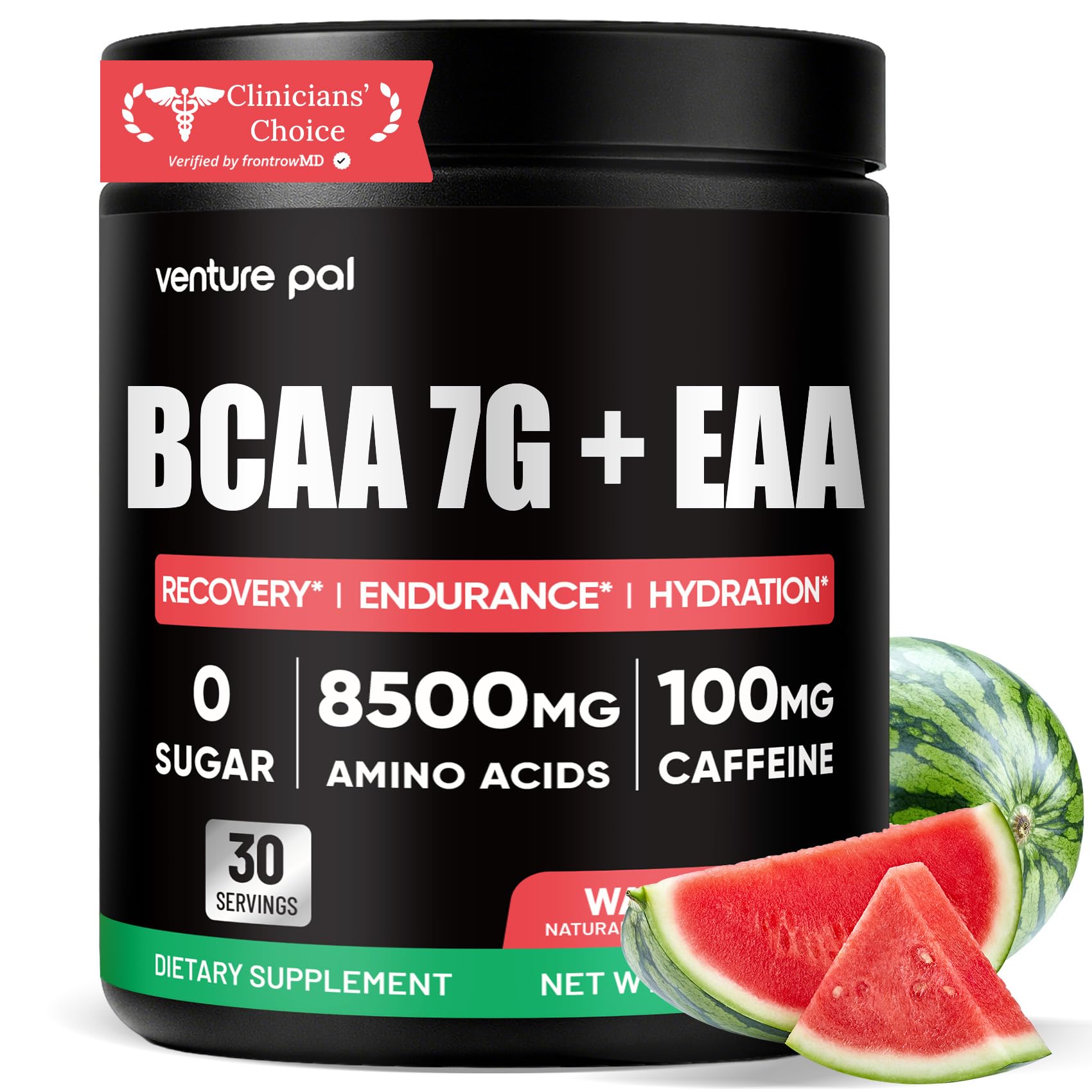 Venture Pal Sugar Free 7g BCAA + EAA Powder | Supports Muscle Recovery, Growth, Strength & Endurance – 9 Essential Amino Acids with L-Glutamine, Caffeine, Vitamin & Electrolyte for Energy & Hydration