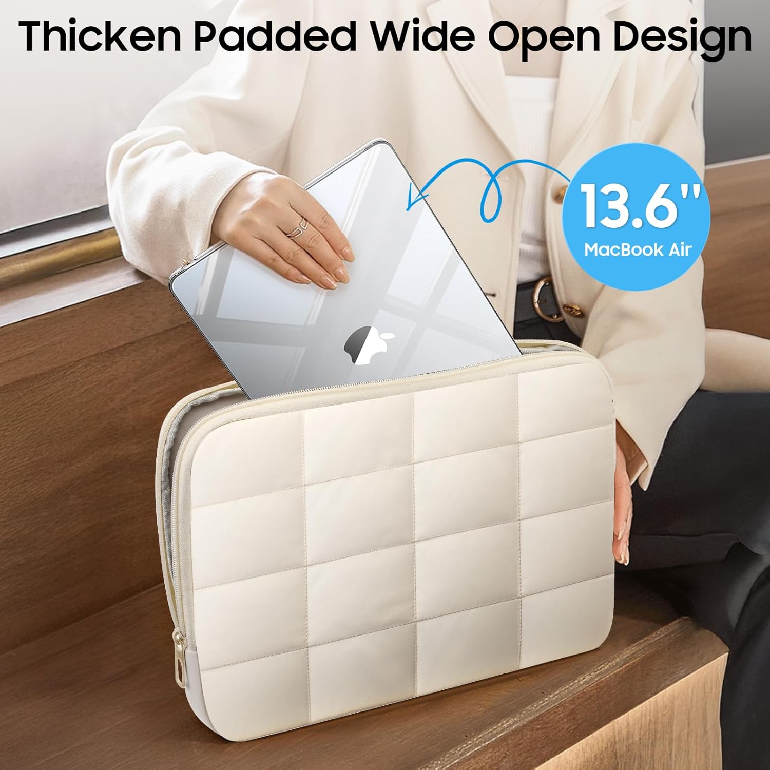 Fintie Case for MacBook Air 13 Inch A3240 A3113 A2681 (2022 2023 2024 2025 Release) - Snap On Hard Shell Clear Cover & Carrying Laptop Sleeve Bag for MacBook Air 13.6 Inch M2 M3 M4 Chip (Beige) - Image 7