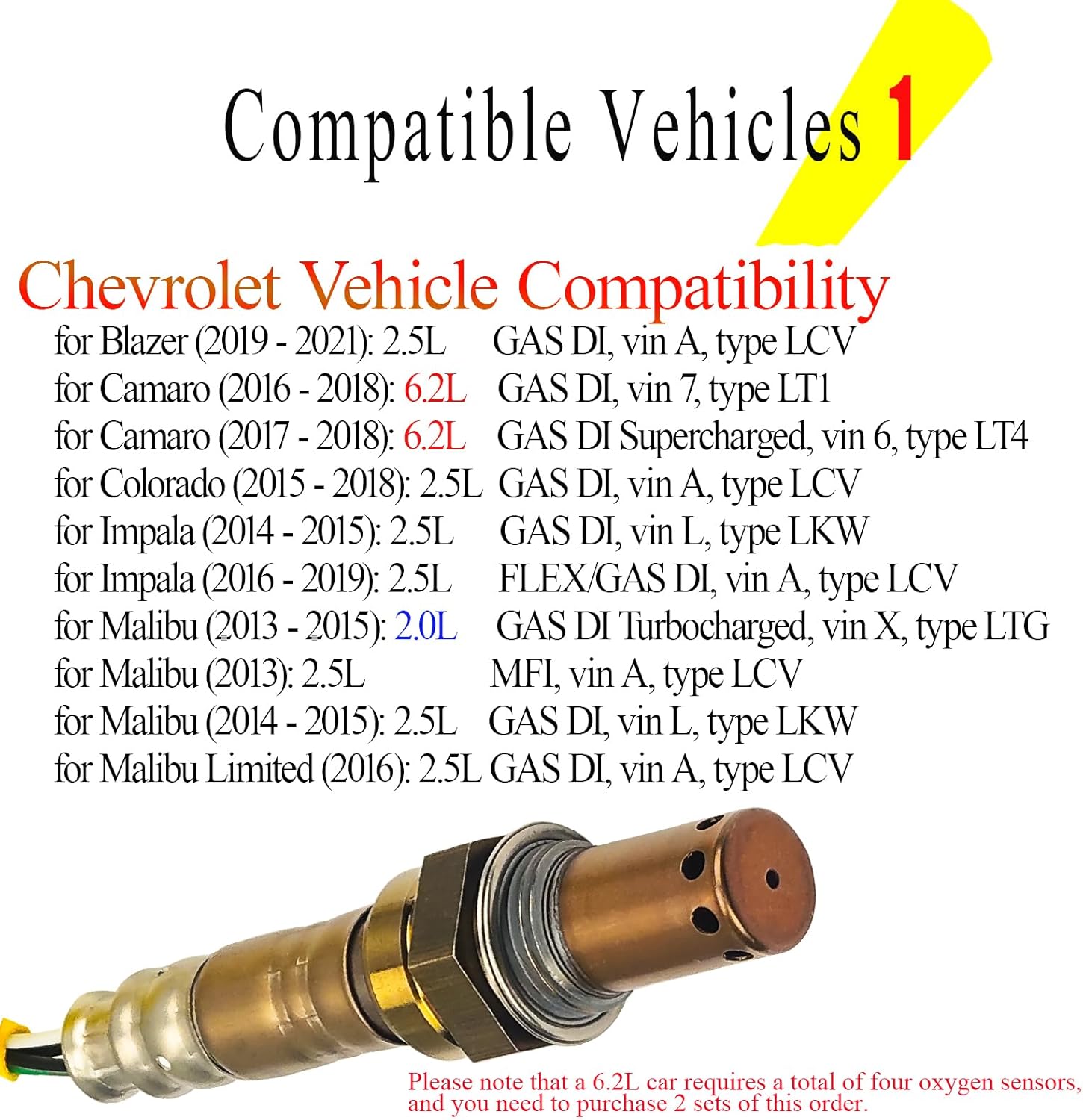 Upstream Downstream Oxygen O2 Sensor fit for Buick Envision, Lacrosse, Regal & Cadillac ATS, Cts & Chevrolet Blazer, Camaro, Colorado, Impala, Malibu & Gmc Acadia, Canyon 2PCS & Oxygen Sensor Socket
