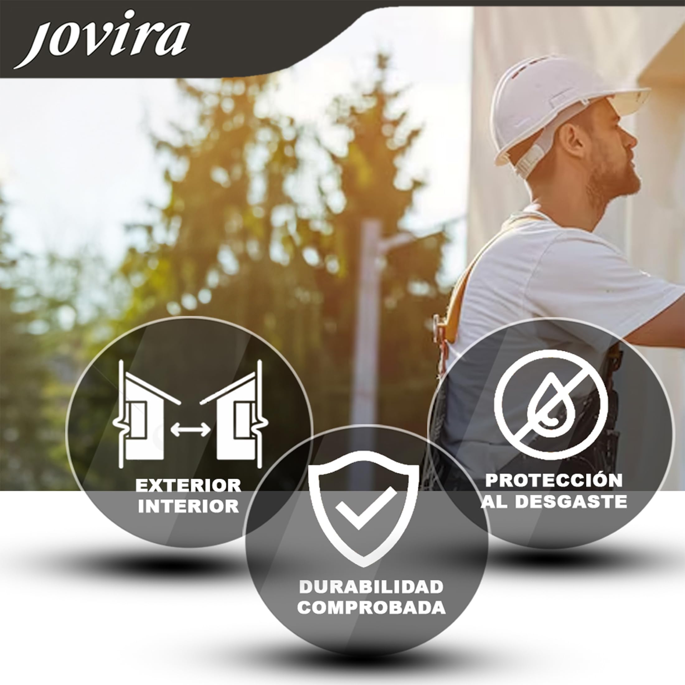 JOVIRA PINTURAS PINTURA FACHADAS ANTIMOHO. Repelente al agua, impermeable y anti fisuras. (4 Litros, Blanco) A-10