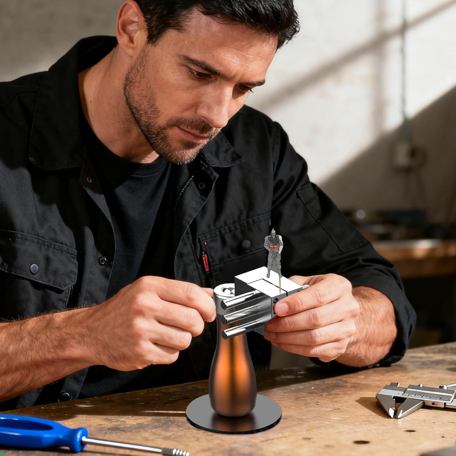 Mini - Pinza da tavolo per modellismo | Stazione di lavoro | portatile per riparazione di orologi | Per modellismo, produzione di gioielli, falegnameria, modellazione, riparazione