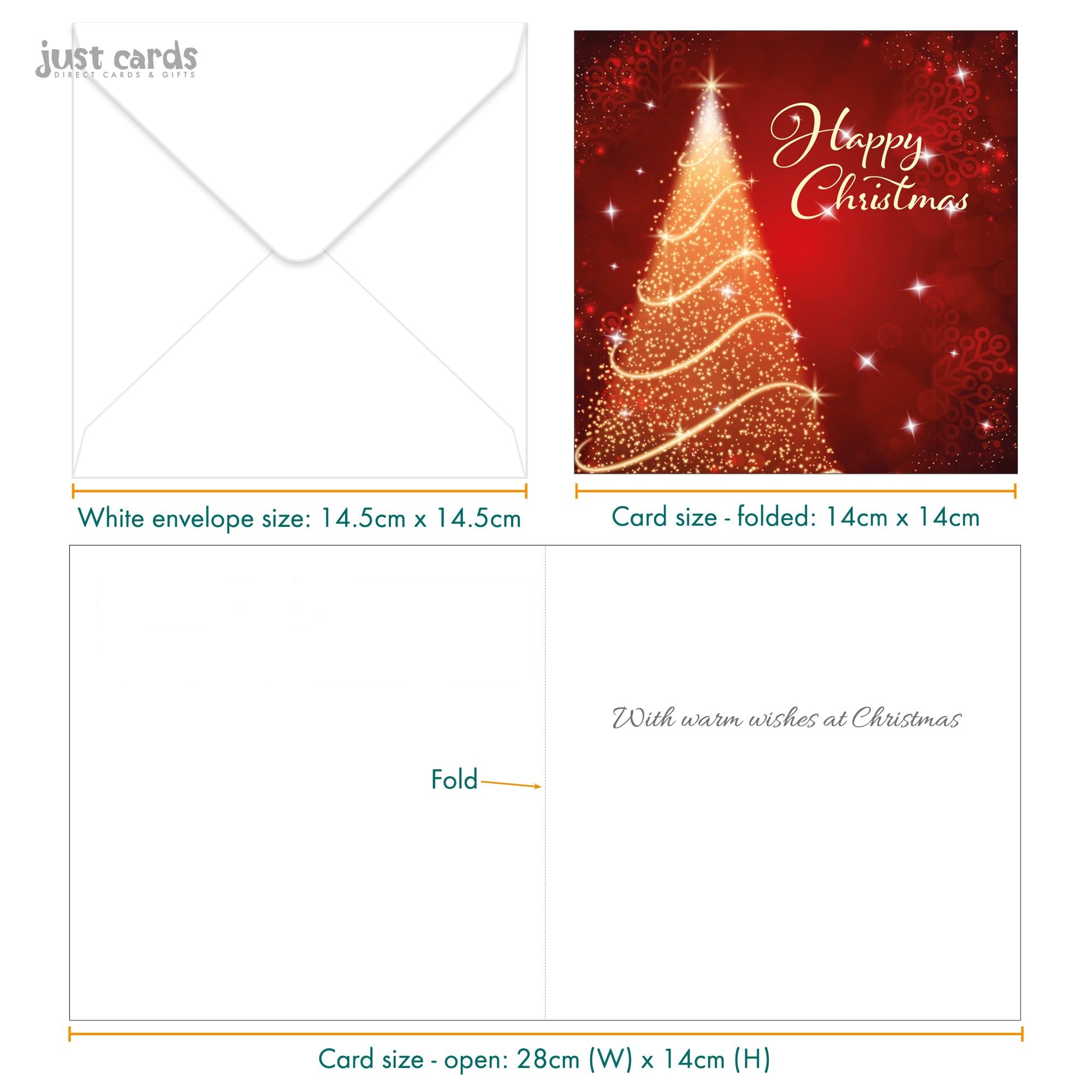 Christmas cards pack, Sparkle, 10 luxury Christmas cards with 10 white envelopes, Designed, printed and hand-packed in the UK - Image 4
