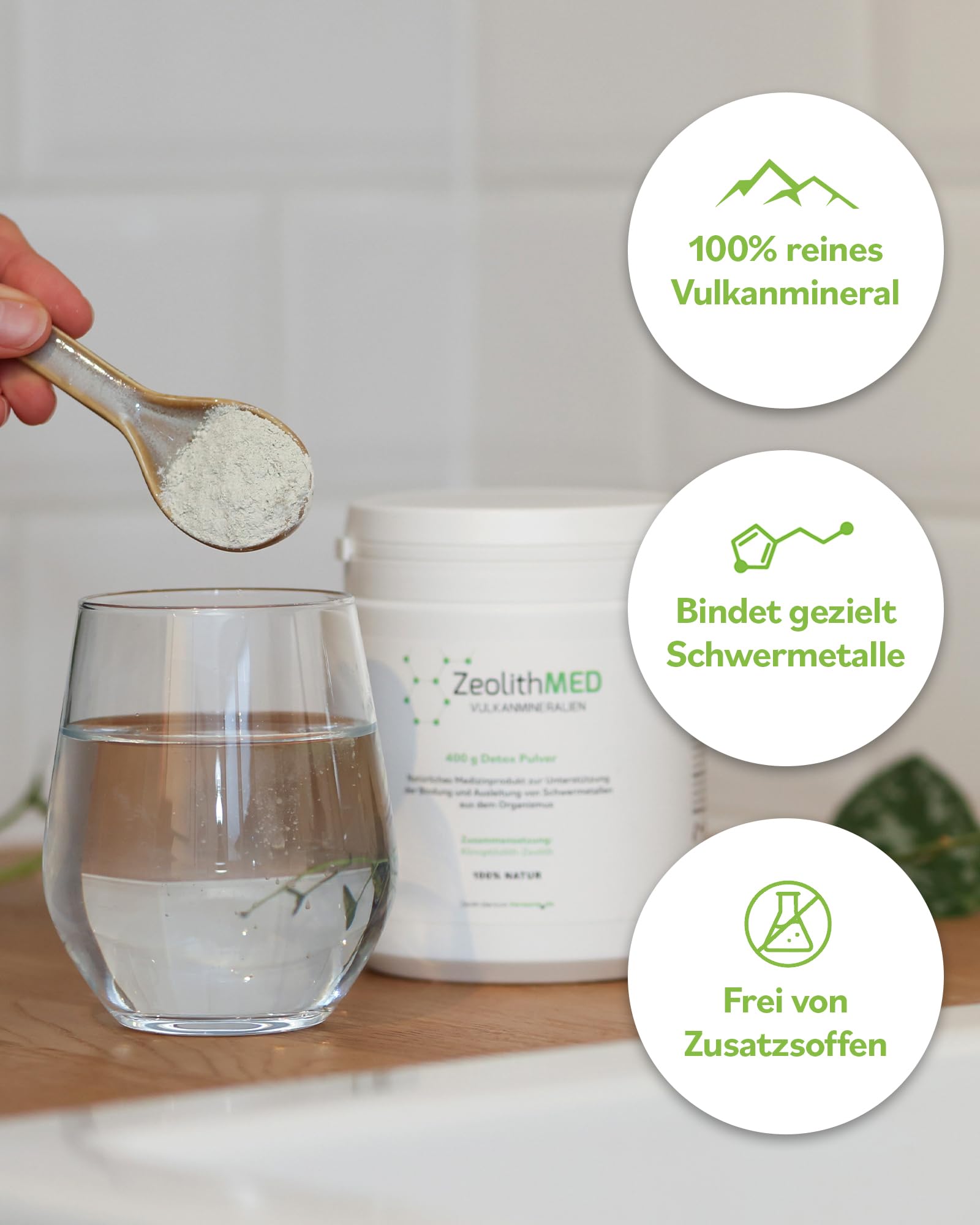 Zeolith MED Detox-Pulver, Medizinprodukt, Apothekenqualität, Vergleichssieger, Entgiftung von Schwermetallen, Entgiftungskur, Vulkanmineralien, Heilerde, Darmreinigung (200 g (1er Pack))