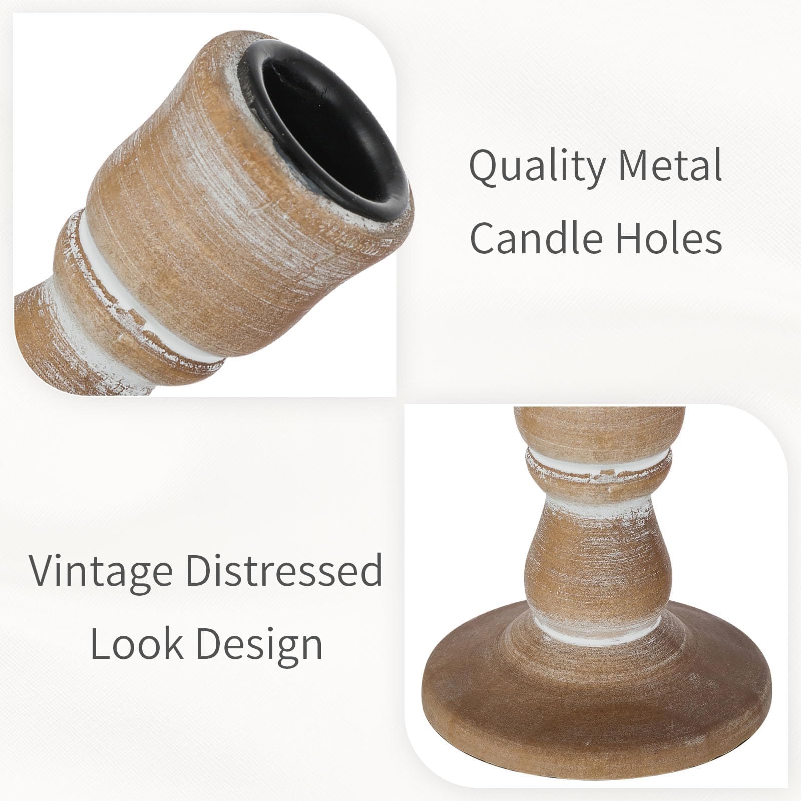 Portavelas in Vidrio Candleabros Decorativos: 6 Piezas Cilindros Portavelas para Velas Cónicas Porta Velas de Madera con Cristal Extraíble para Centro de Mesa Boda Evento o Decor del Hogar