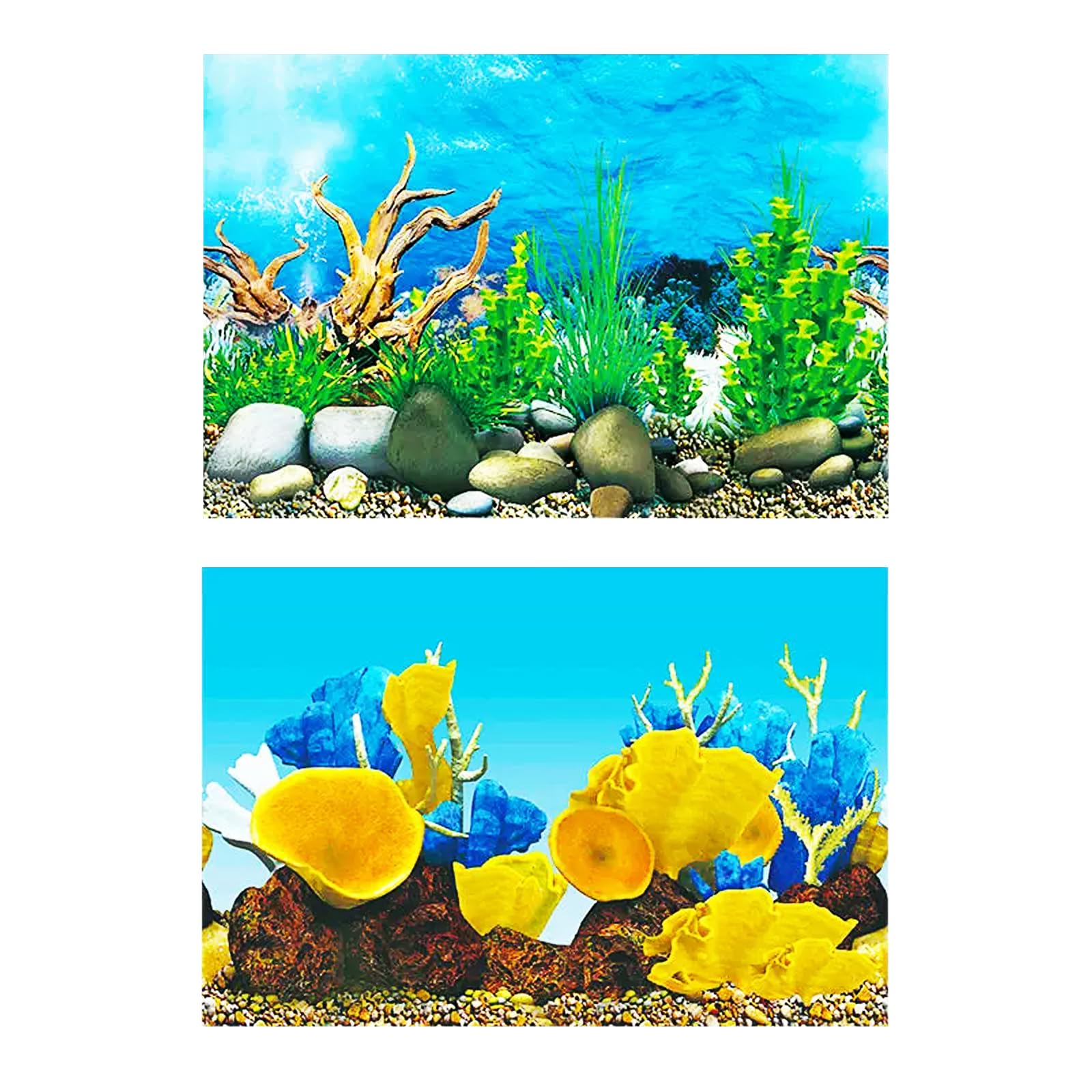 Ttdesefu Double Sided Fish Tank Background 12 x 20 Inches for Fish Tanks Aquarium Backgrounds Decorative Poster Paper Sticker Waterproof Fish Tank Wallpaper (C Yellow Conch)