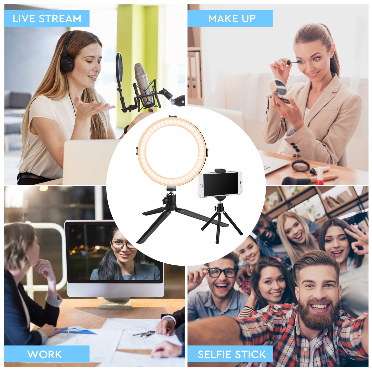 Amazon | FOMITO LEDリングライト 直径8インチ スマホで撮影、人物の