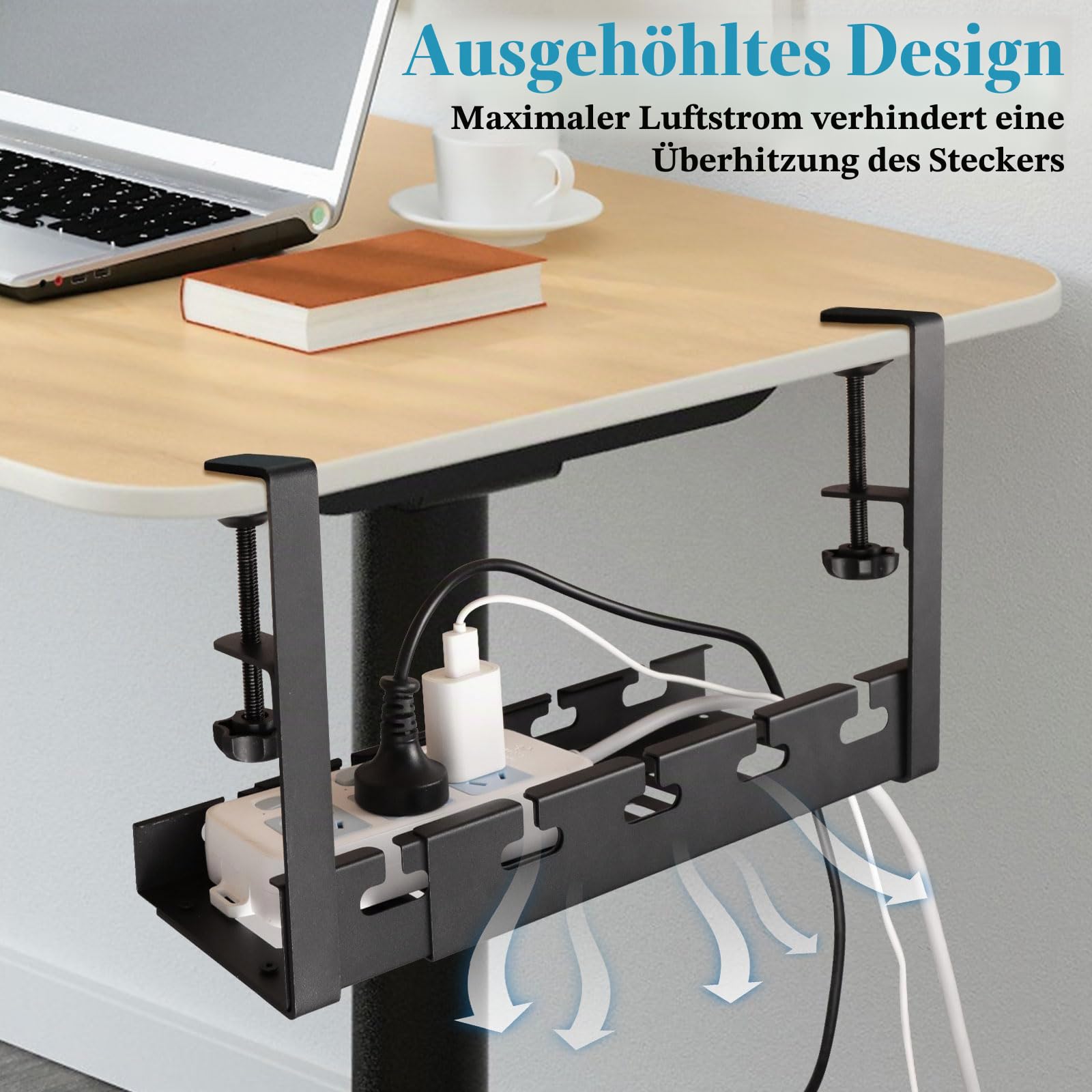 Kabelkanal Schreibtisch Einziehbar 29-55cm, Kabelwanne Management Büro | Kabelmanagement, Ohne Bohren, Verstellbar, Für Büro