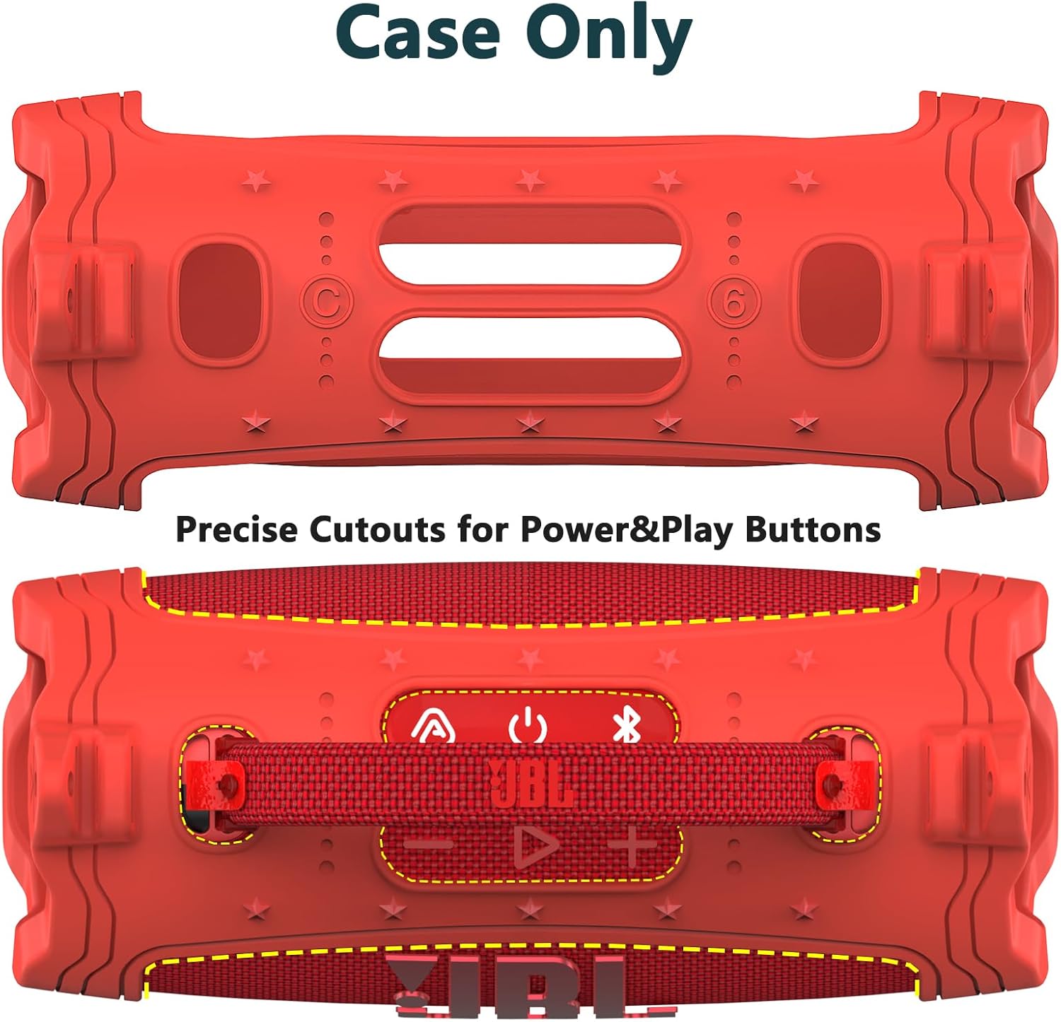 JCHPINE Silicone Case for JBL Charge 6 Portable Speaker, Protective Cover for JBL Charge 6 Pro AI Sound Speaker Accessories (Red Case) - Image 5