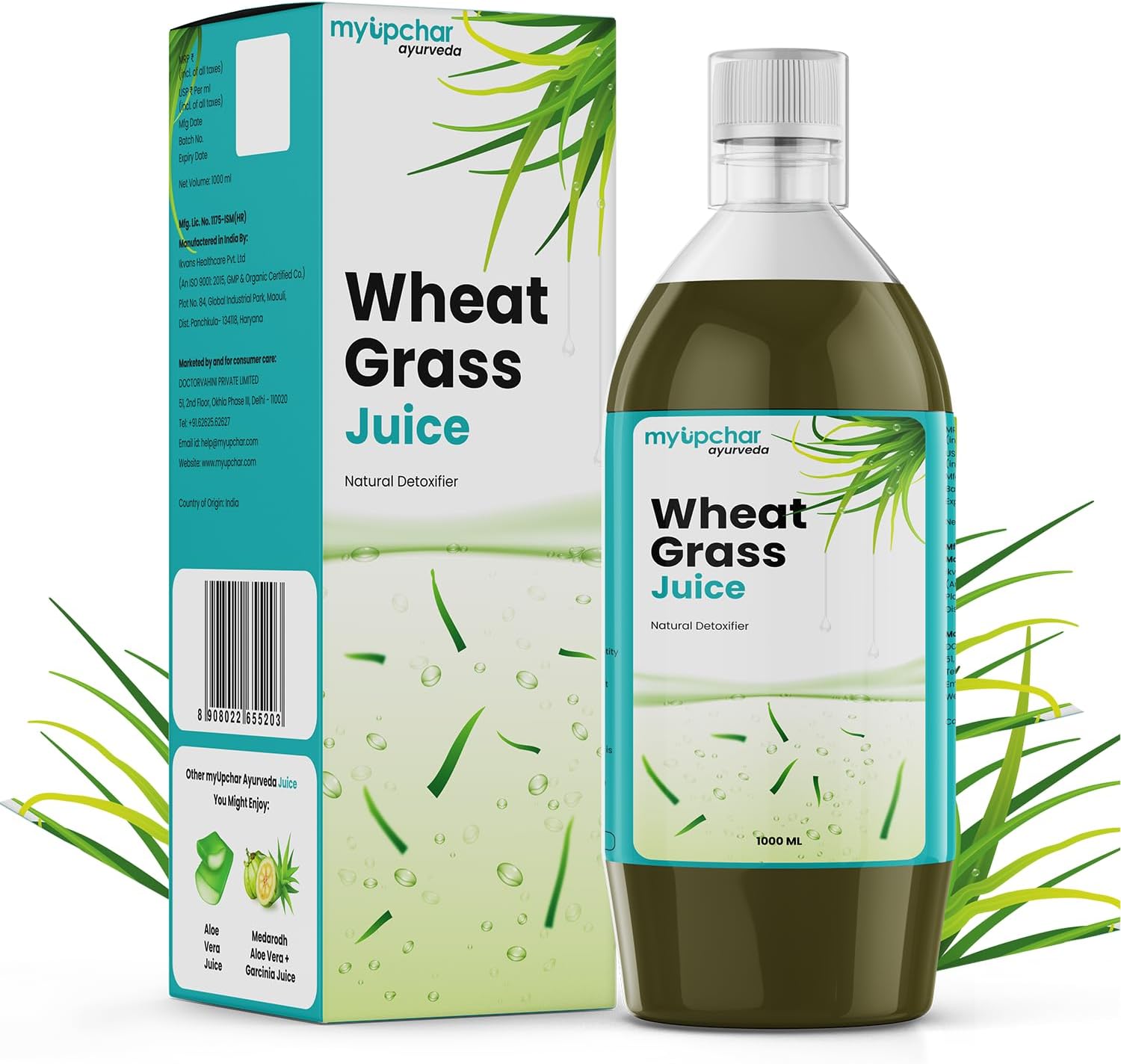 myUpchar Ayurveda Wheatgrass Juice - 1L | Improves Digestion, Healthy Skin & Liver | Helps in Weight Management