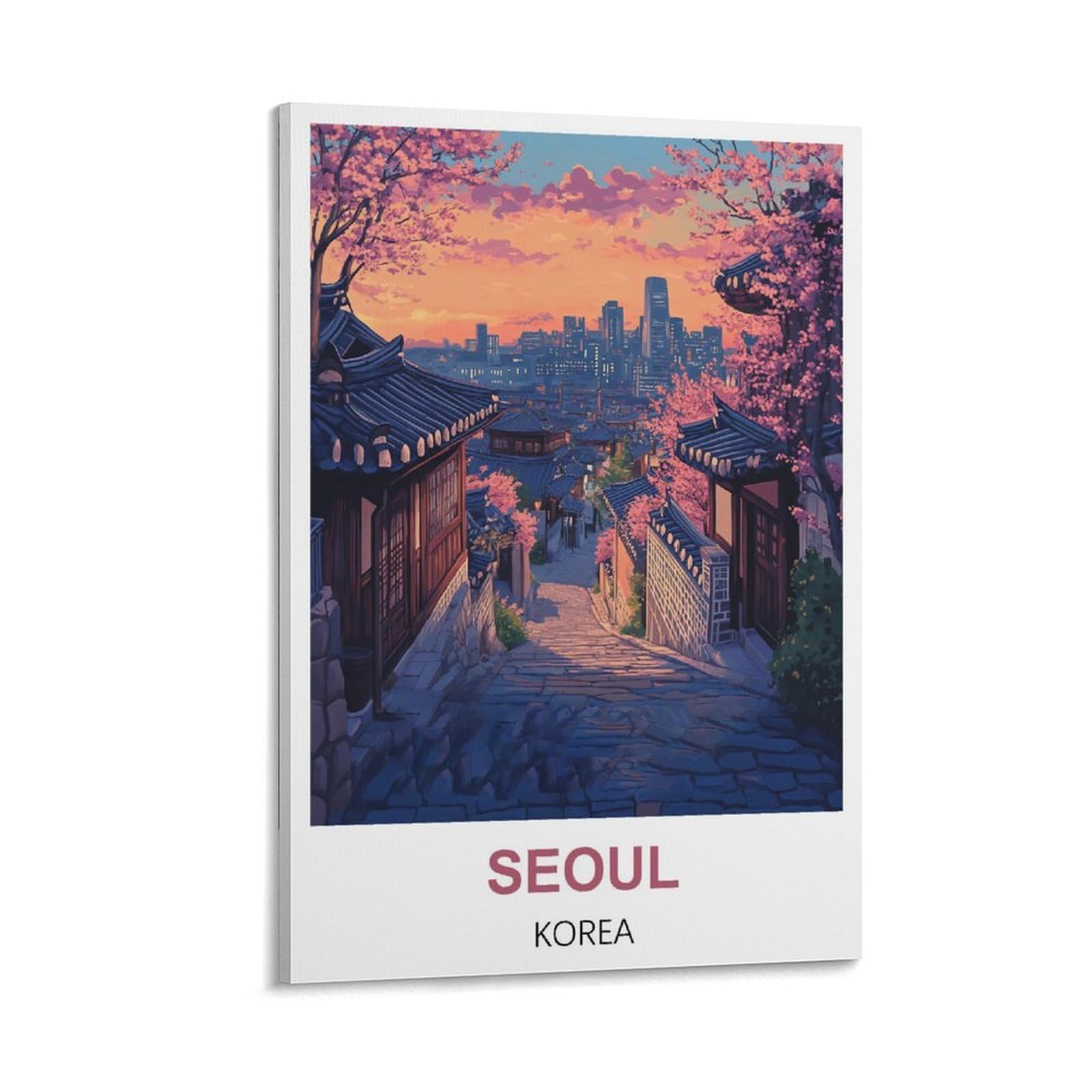 Nhgeqaa Frame-Style Seoul Korea Vintage Travel Posters 08X12inch(20X30cm) Canvas Wall Art Print Picture