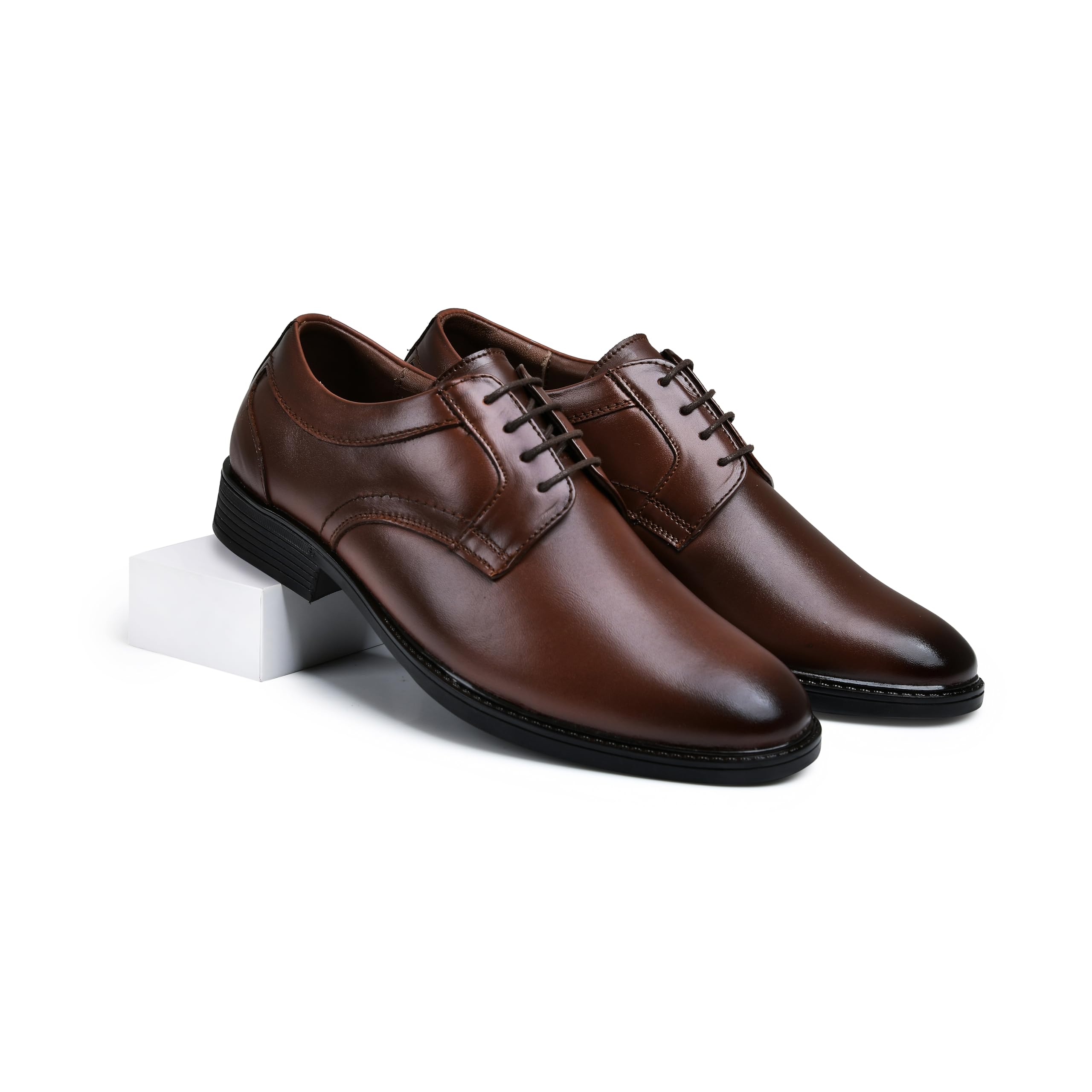 chardonnay Men's Genuine Leather Derby Shoes | Formal Office Shoes for Men Black | Classic Stylish Laceup Footwear for Business, Meetings & Wedding – Black-picture-18