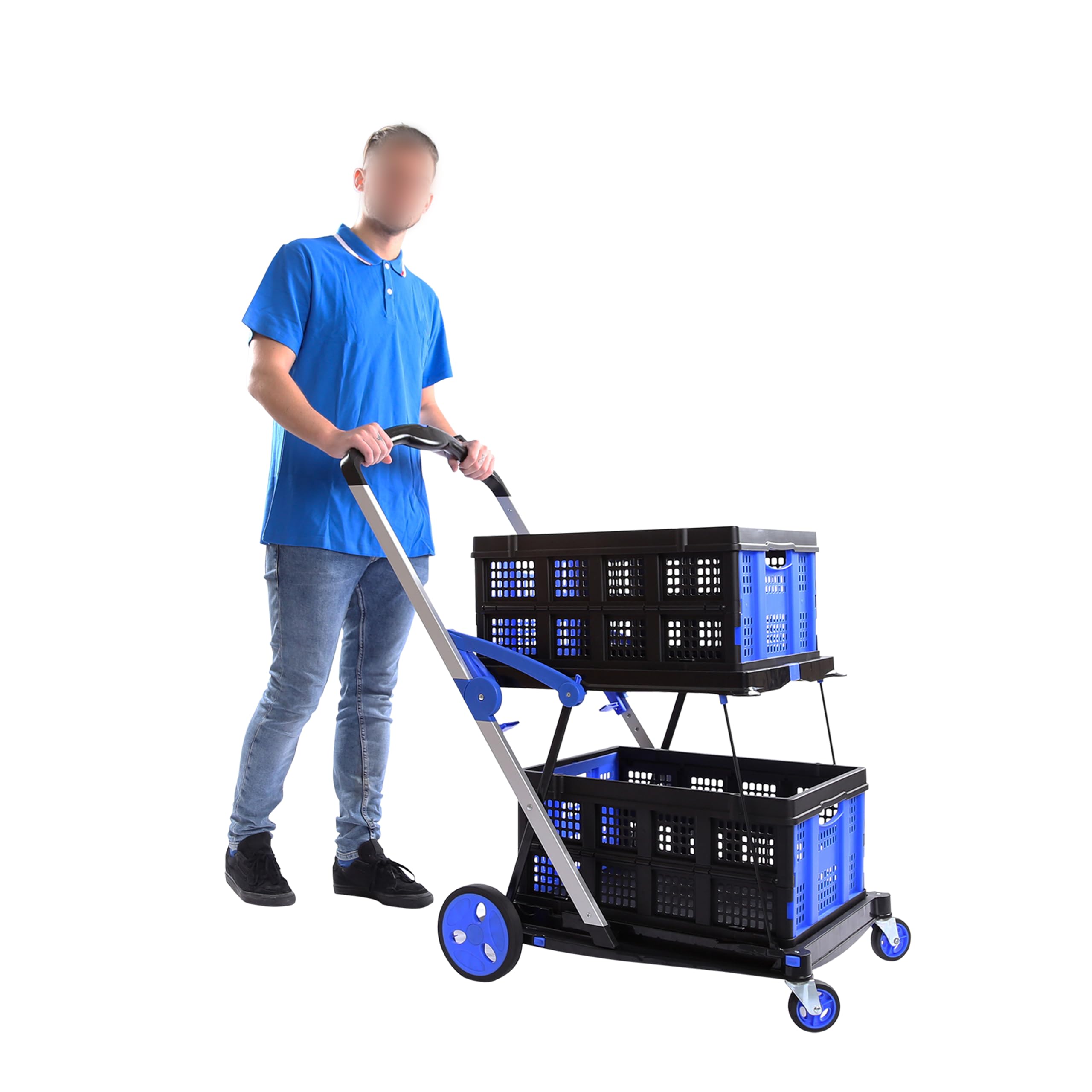Chariot Repliable Porte bac - 800X610 X ht 1060mm alu + PP