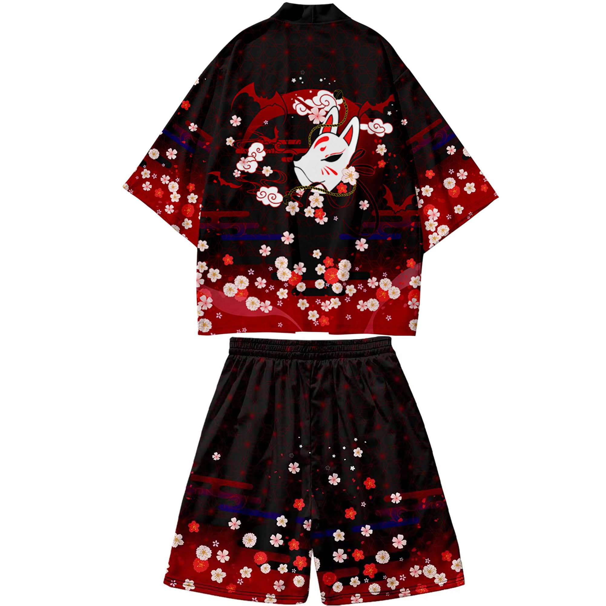 Men's Japanese Kimono Set 2 Piece Shorts Sets Summer Beach Vacation Outfits