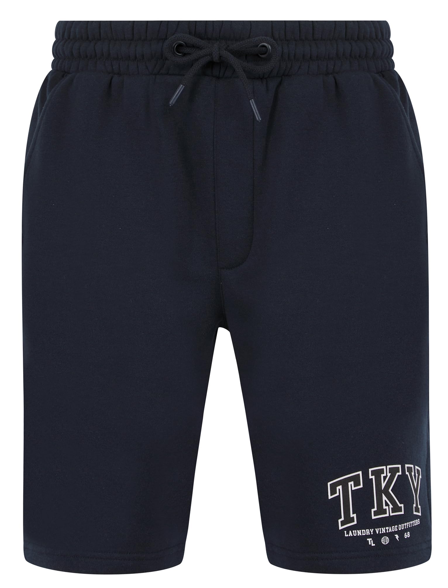 Tokyo Laundry Men's Sky Captain Navy 'Refract' Motif Brushback Fleece Jogger Shorts