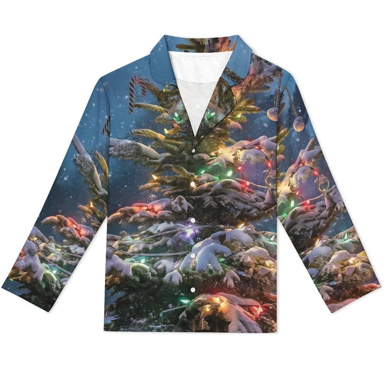 OLEETS Completo Pigiama da Uomo 2 Pezzi - Paesaggio Dell'Albero di Natale Top E Pantaloni in 2 Pezzi Pigiama Casual E Ampio A Maniche Lunghe Morbido Autunnale E Invernale.