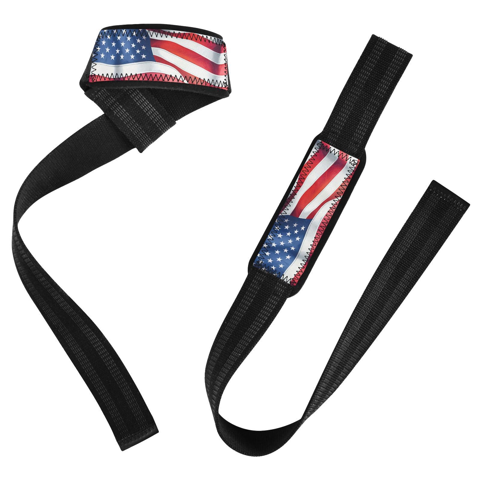 STAYTOP American Flag Wrist Straps for Weightlifting,Lifting Straps with Neoprene Cushioned Wrist Padded and Anti-Skid Silicone for Strength Training,Bodybuilding,Deadlifting